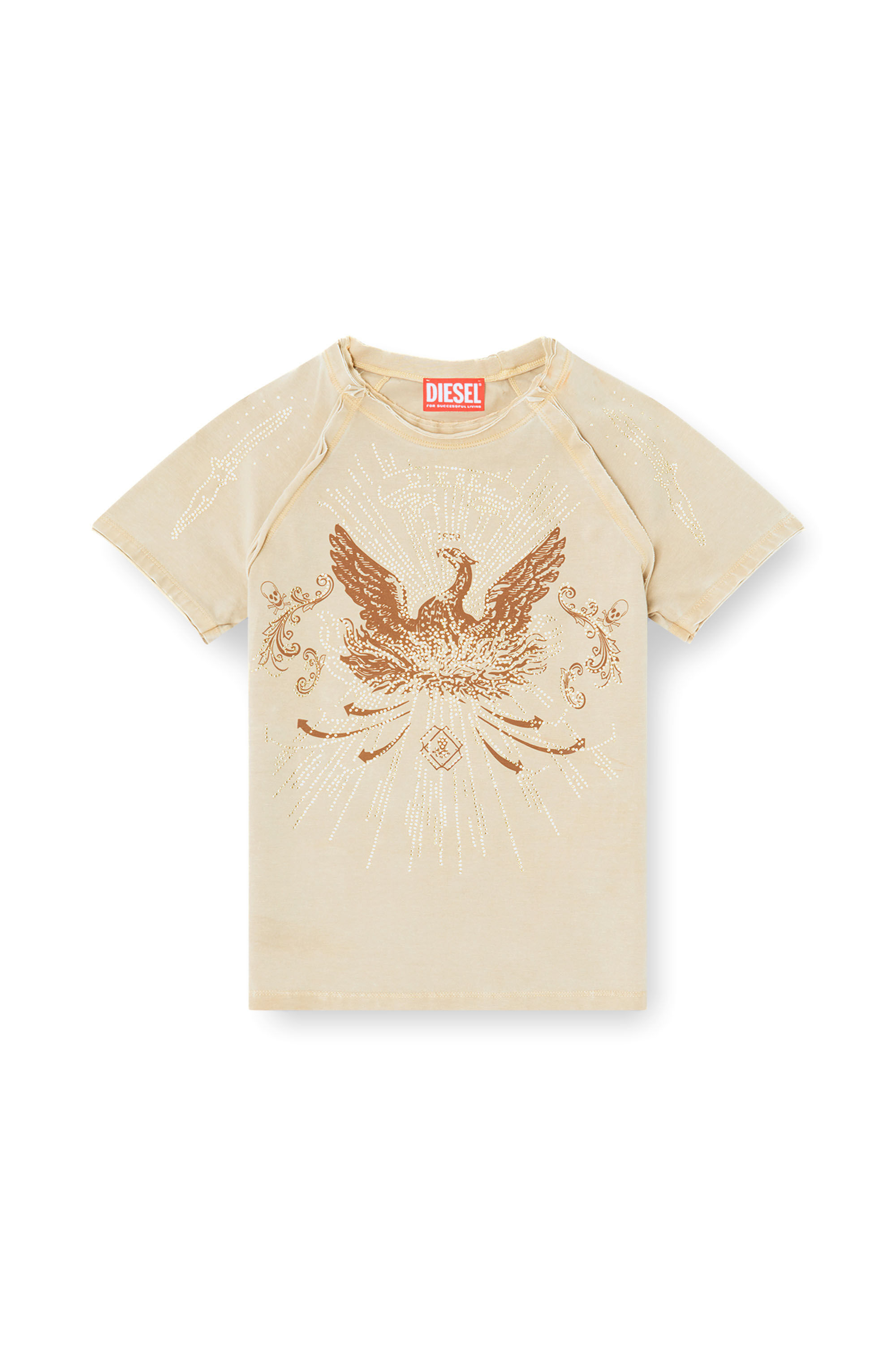 Diesel - T-ROWEENA, T-shirt phénix avec strass Femme in Marron - 2