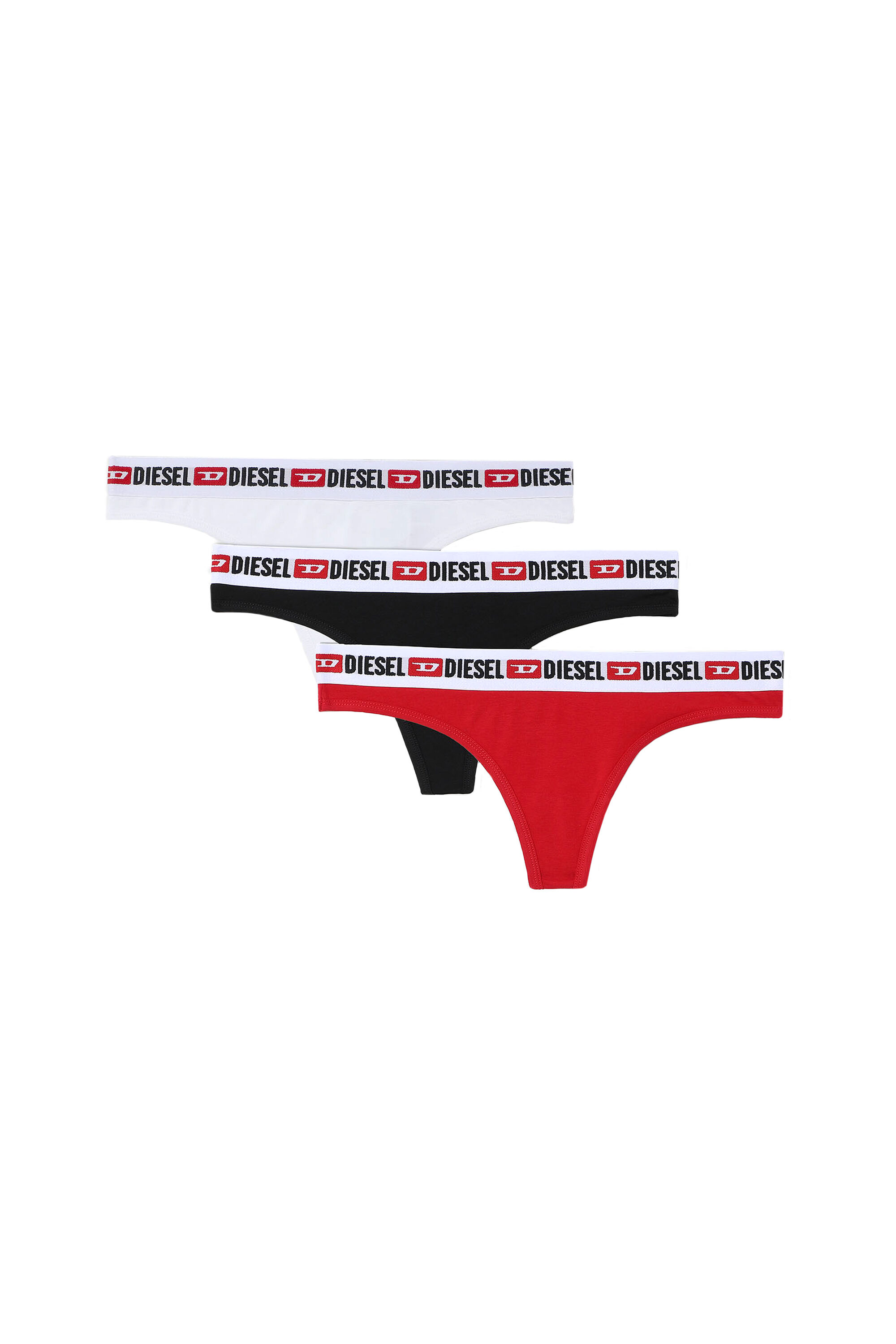 Diesel - UFST-STARS-THREEPACK, Female's Three-pack of Denim Division thongs in White/Red - 4