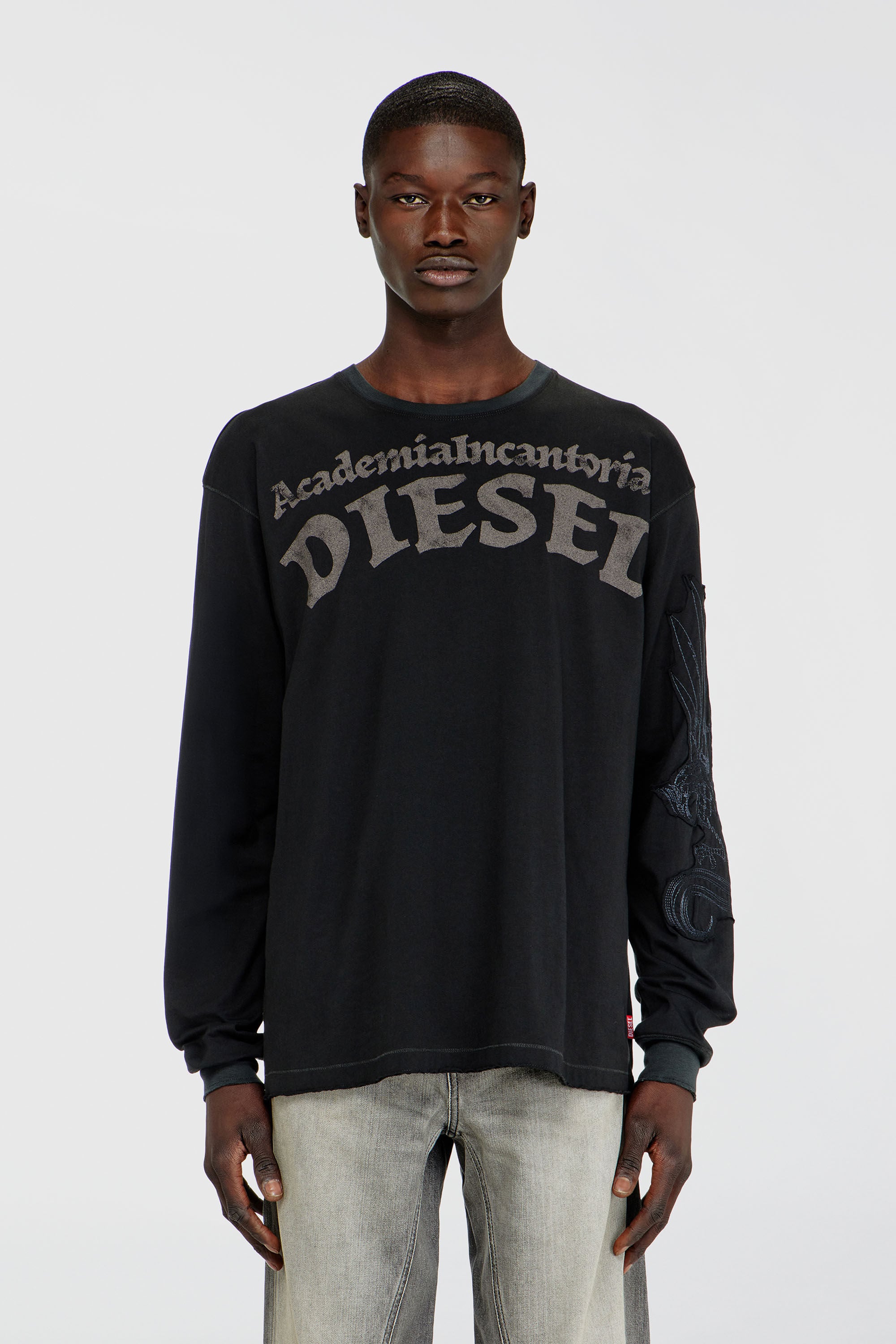 Diesel - T-NORM-LS-AA3, Man's Long-sleeve T-shirt with prints and patches in Black - 3