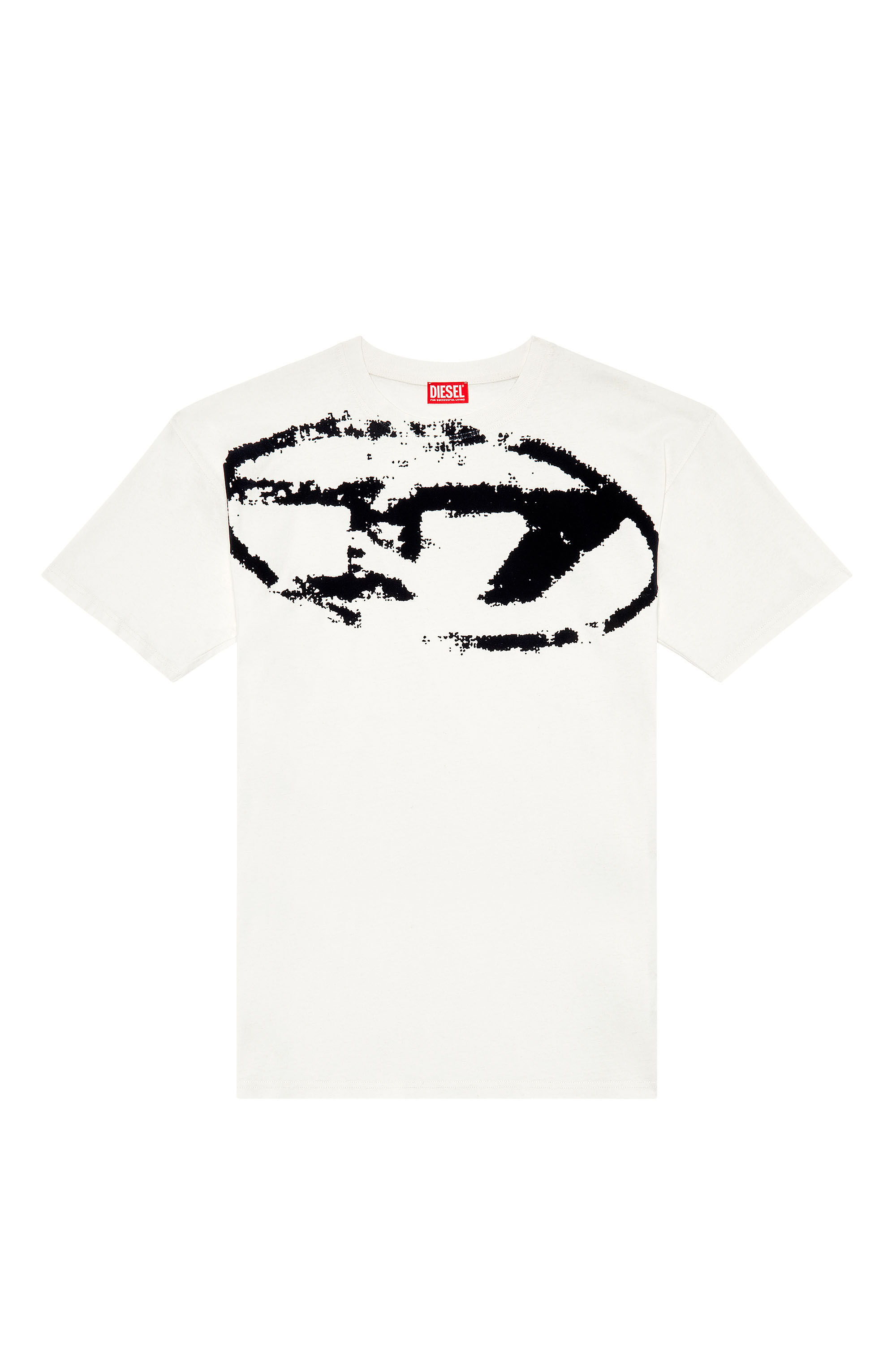 Diesel - T-BOXT-N14, Man's T-shirt with distressed flocked logo in White - 2