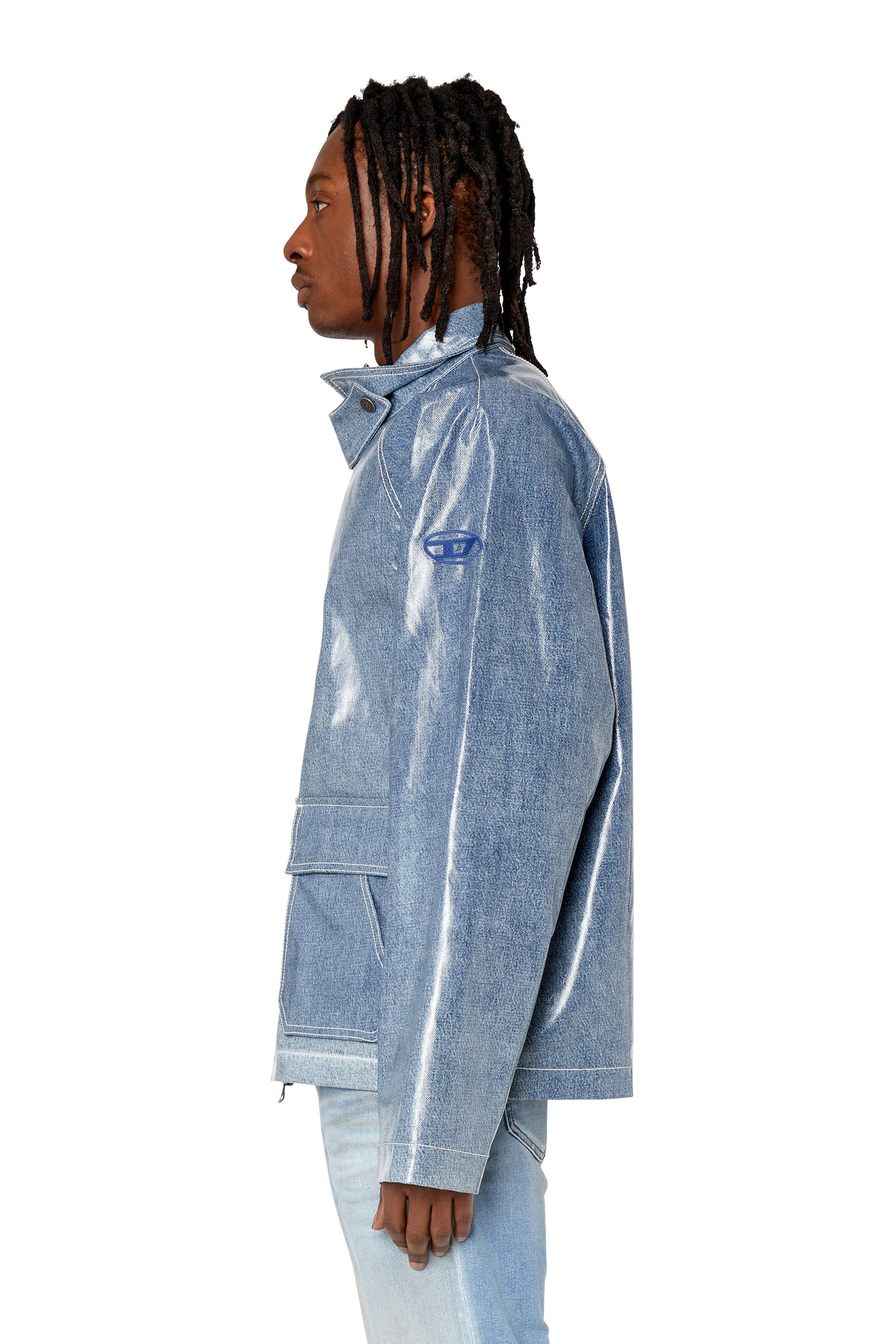 D-SURY Man: Shirt-collar jacket in coated denim | Diesel