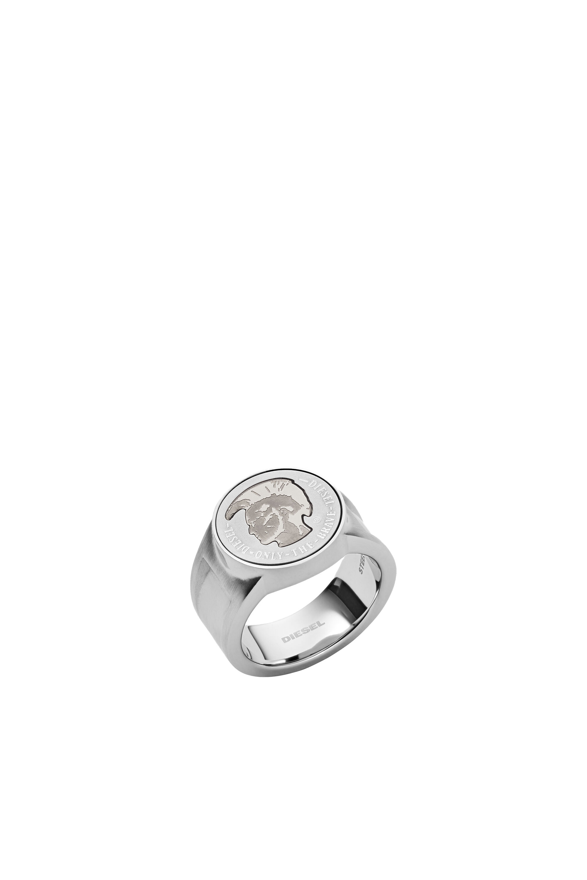 Diesel - DX1202, Male's Mohican head stainless steel signet ring in Silver - 1