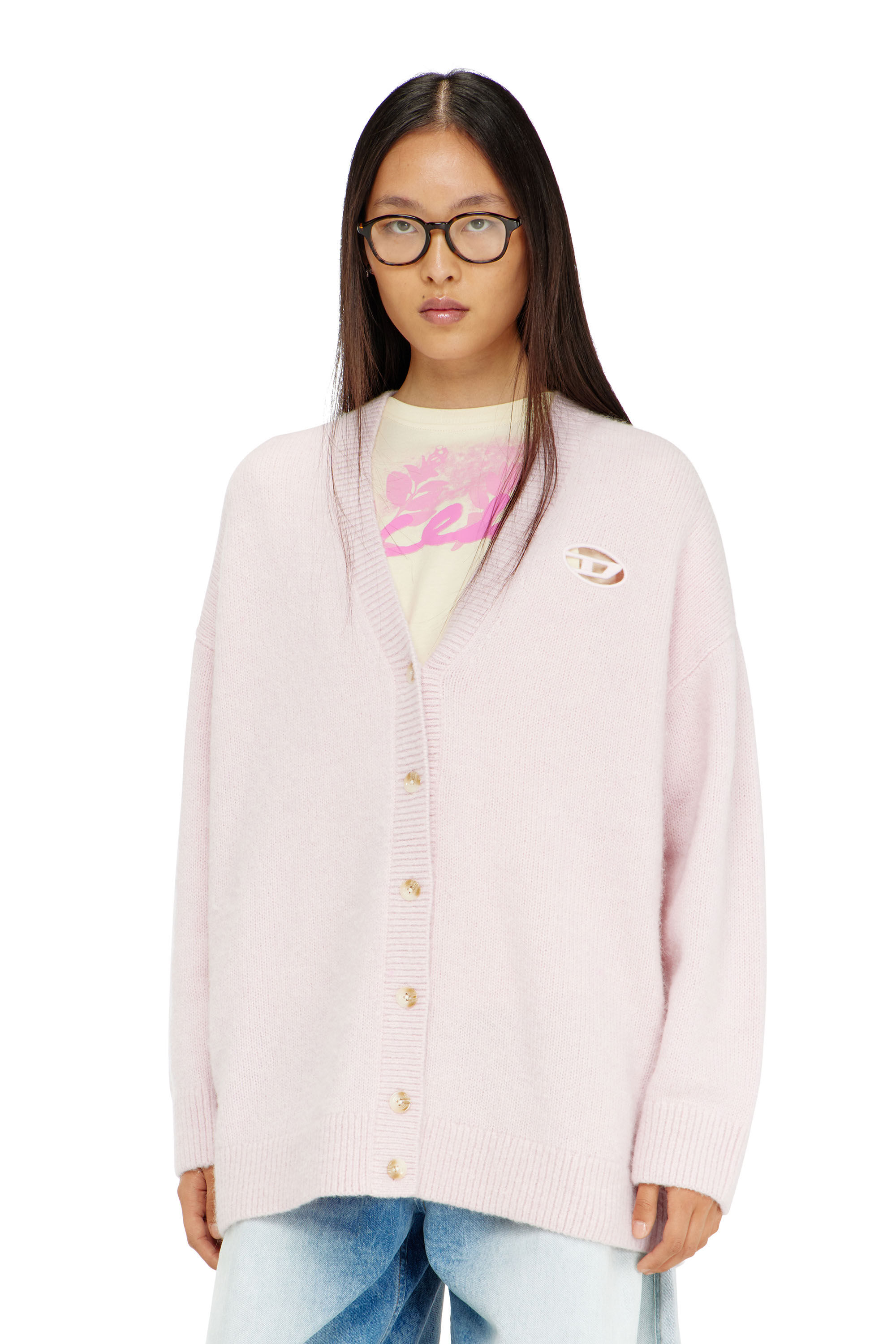 Diesel - M-AREELA, C&aacute;rdigan de mezcla de lana y alpaca Mujer in Rosa - 3
