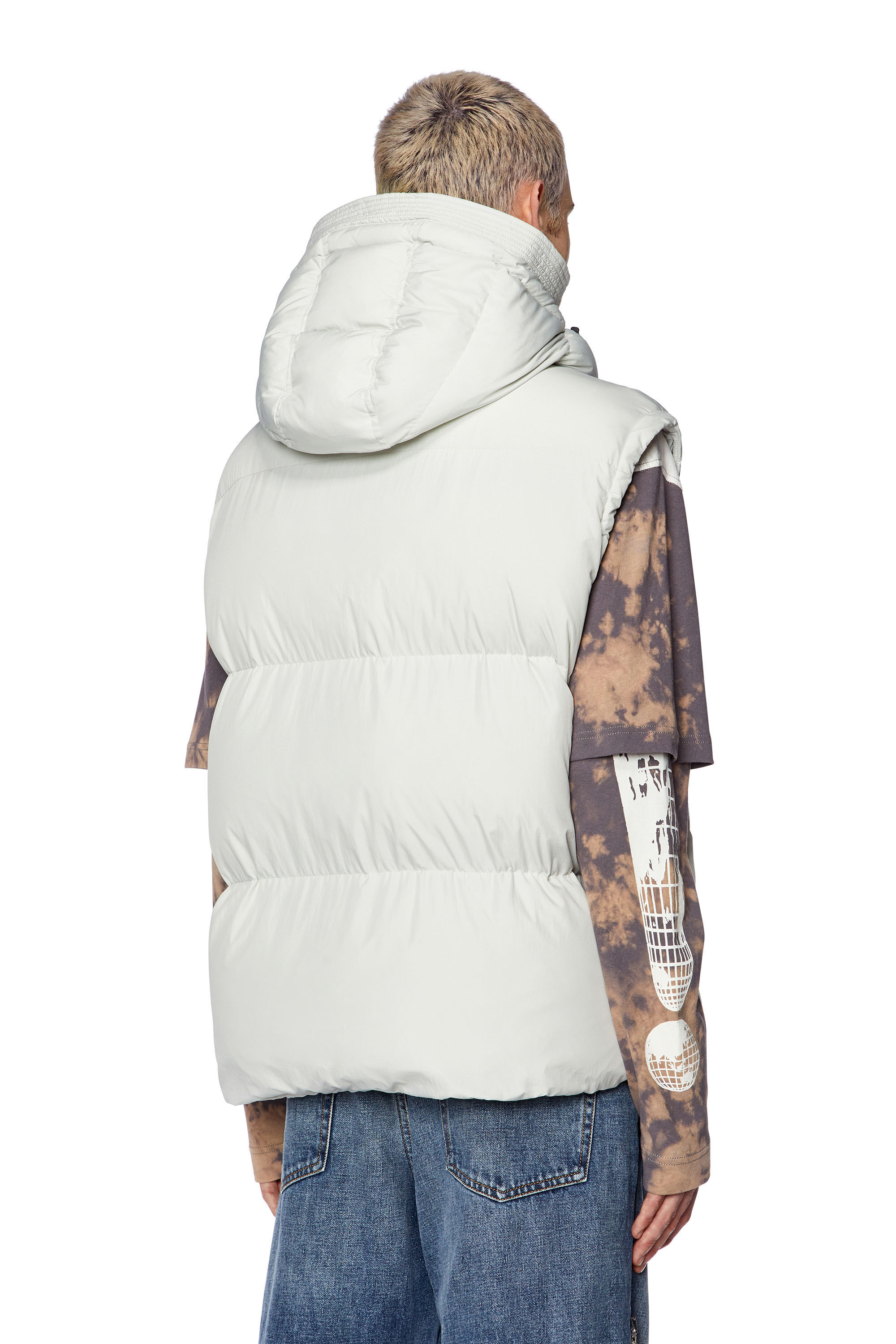DIESEL W-ROLFYS-SL 46サイズ Men's Puffer vest with detachable hood | White | Diesel