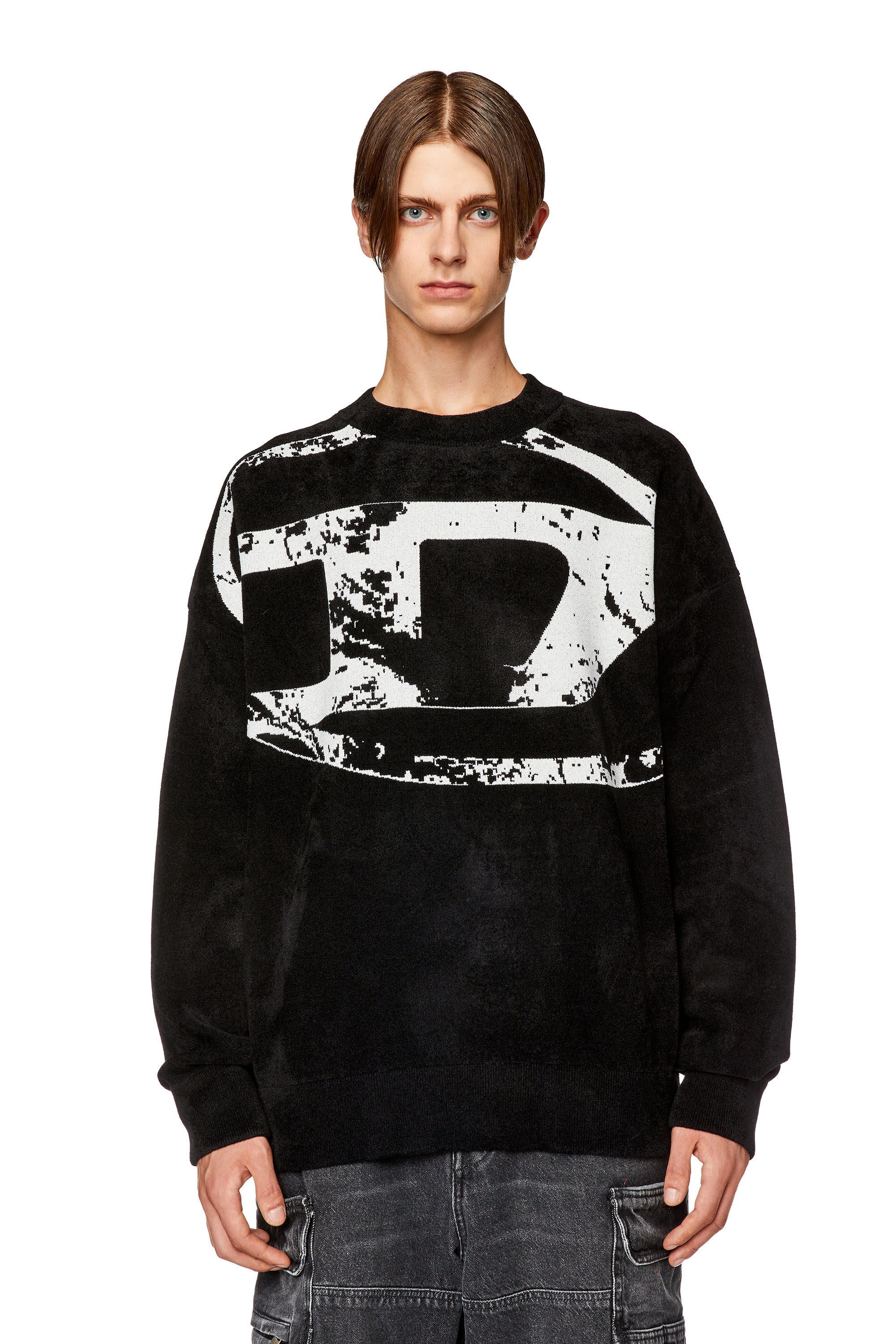 Diesel - K-TRIA, Male's Sweatshirt with distressed oval D in Black - 5