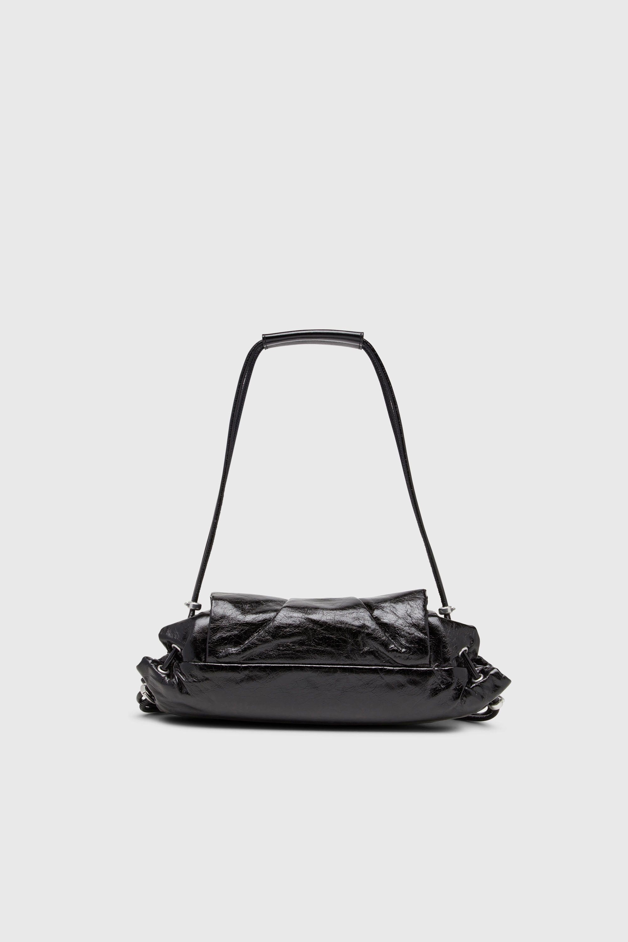 Diesel - SCRUNCH-D SHOULDER S, Scrunch-D-Petit sac &agrave; bandouli&egrave;re en cuir froiss&eacute; Femme in Noir - 3