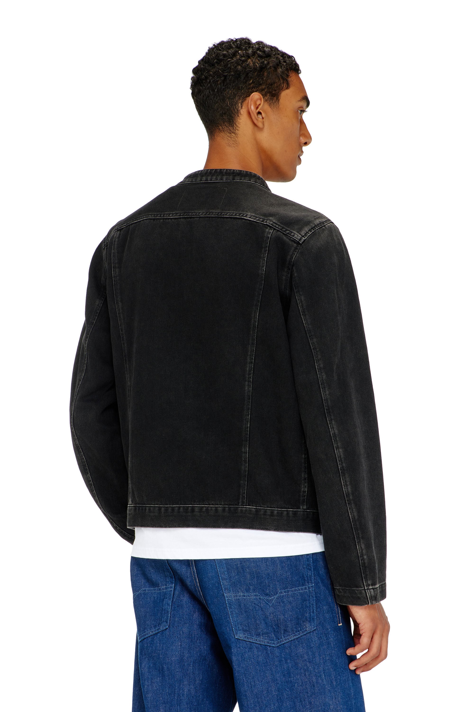 Men's Moto Racer jacket in clean-wash Denim | Black | Diesel