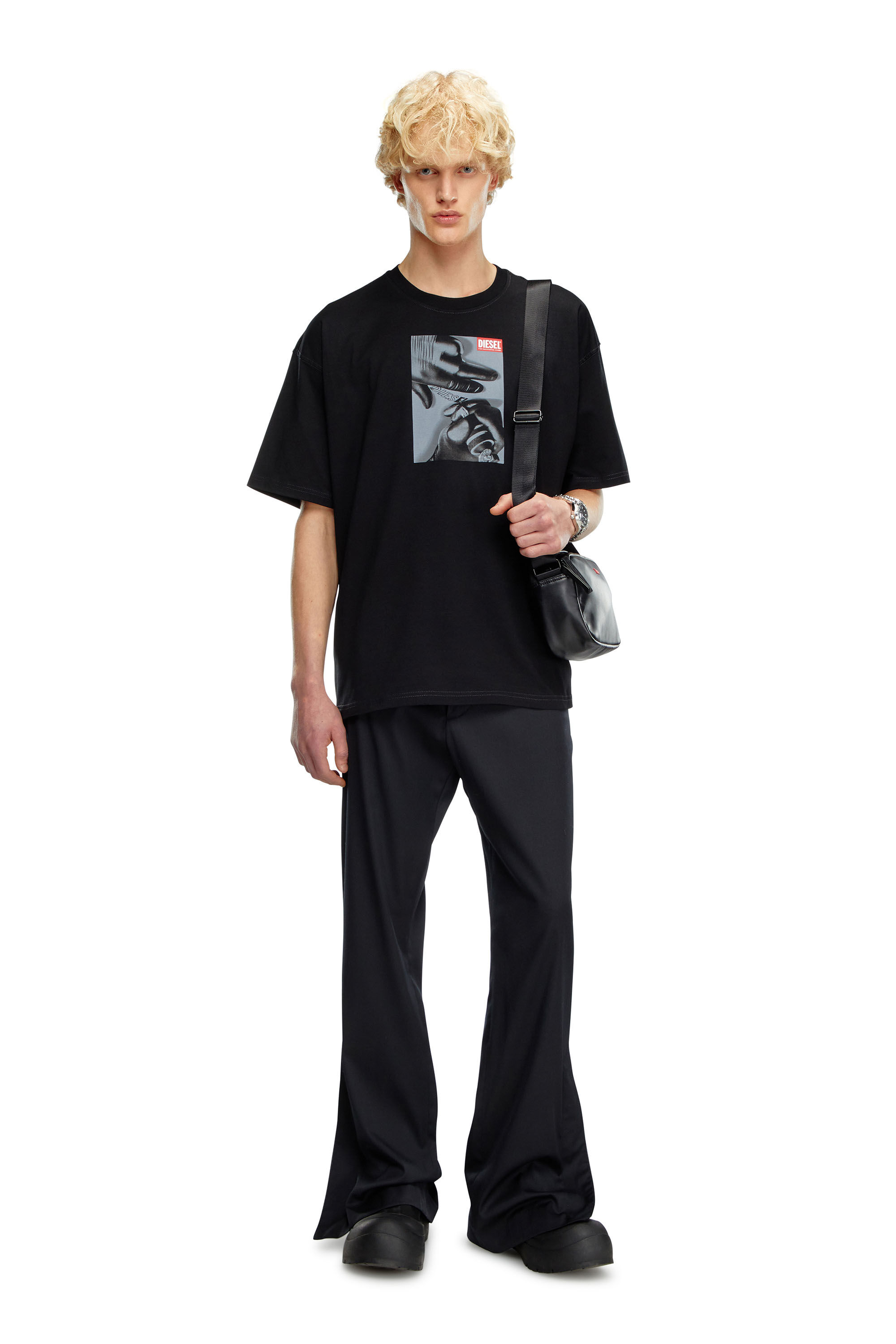 Diesel - T-BOXT-K4, Male's T-shirt with tattoo glove print in Black - 1