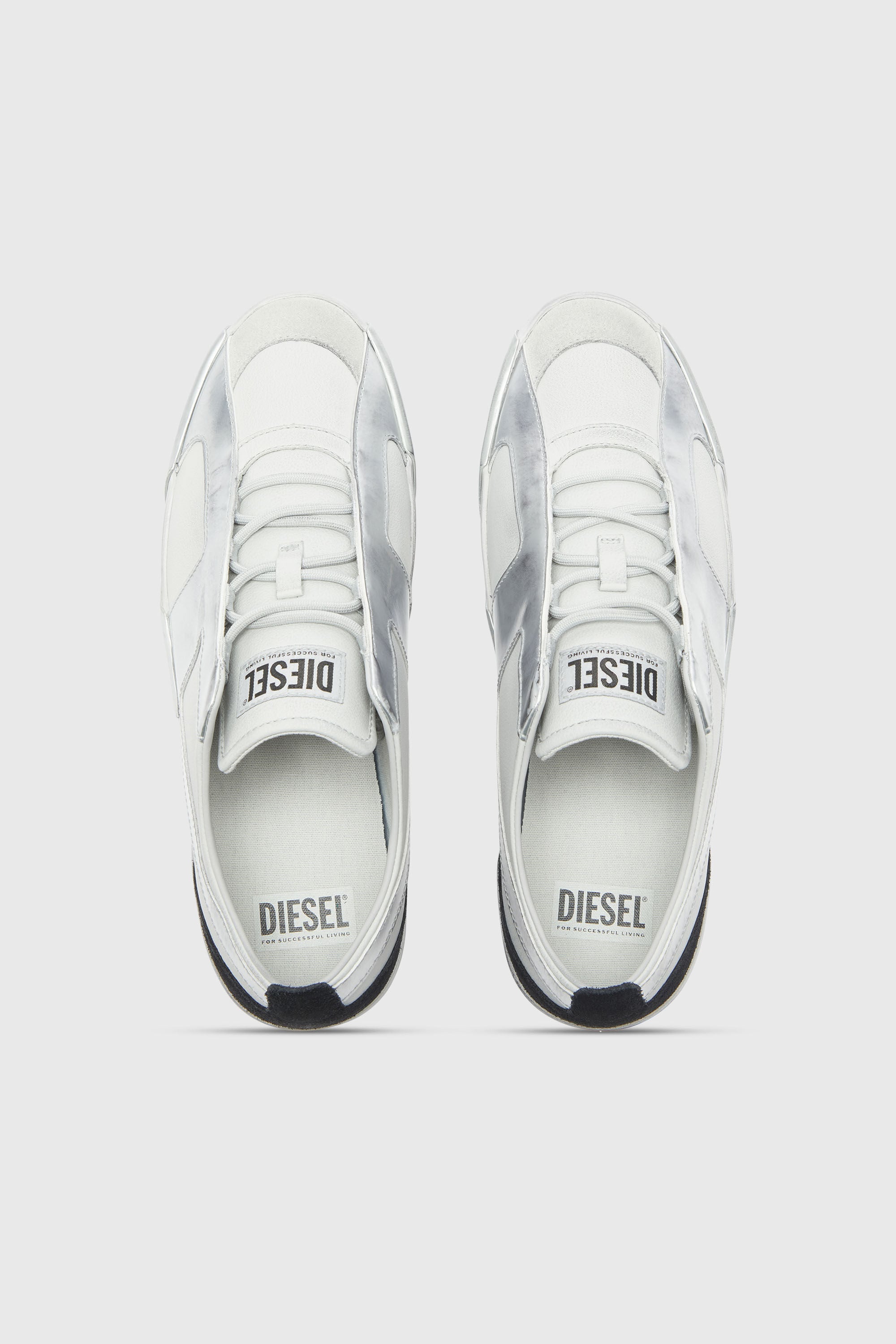 Diesel - S-SLANTE-D LOW, S-Slante-D - Zapatillas desgastadas de piel y ante Hombre in Blanco - 4