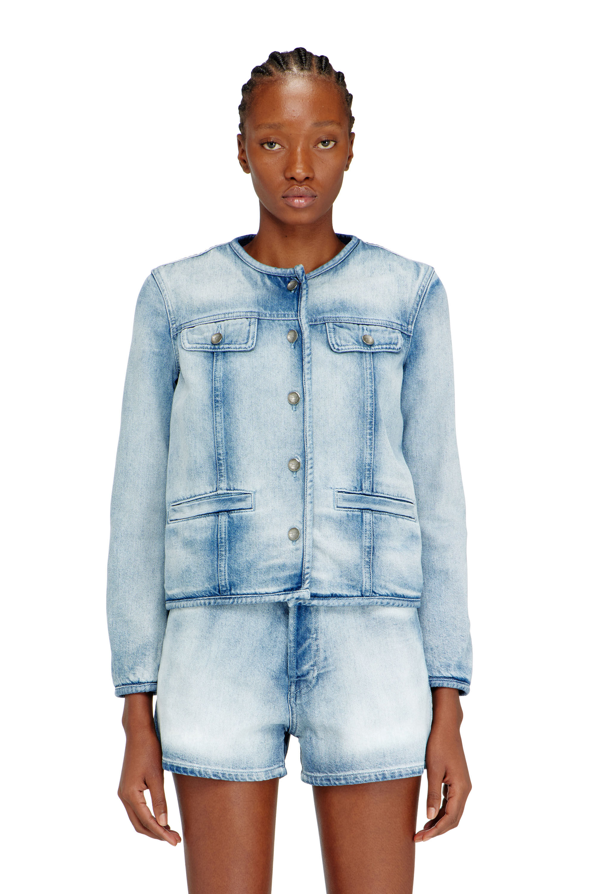 Women's Jacket in medium-light skeleton denim | Blue | Diesel