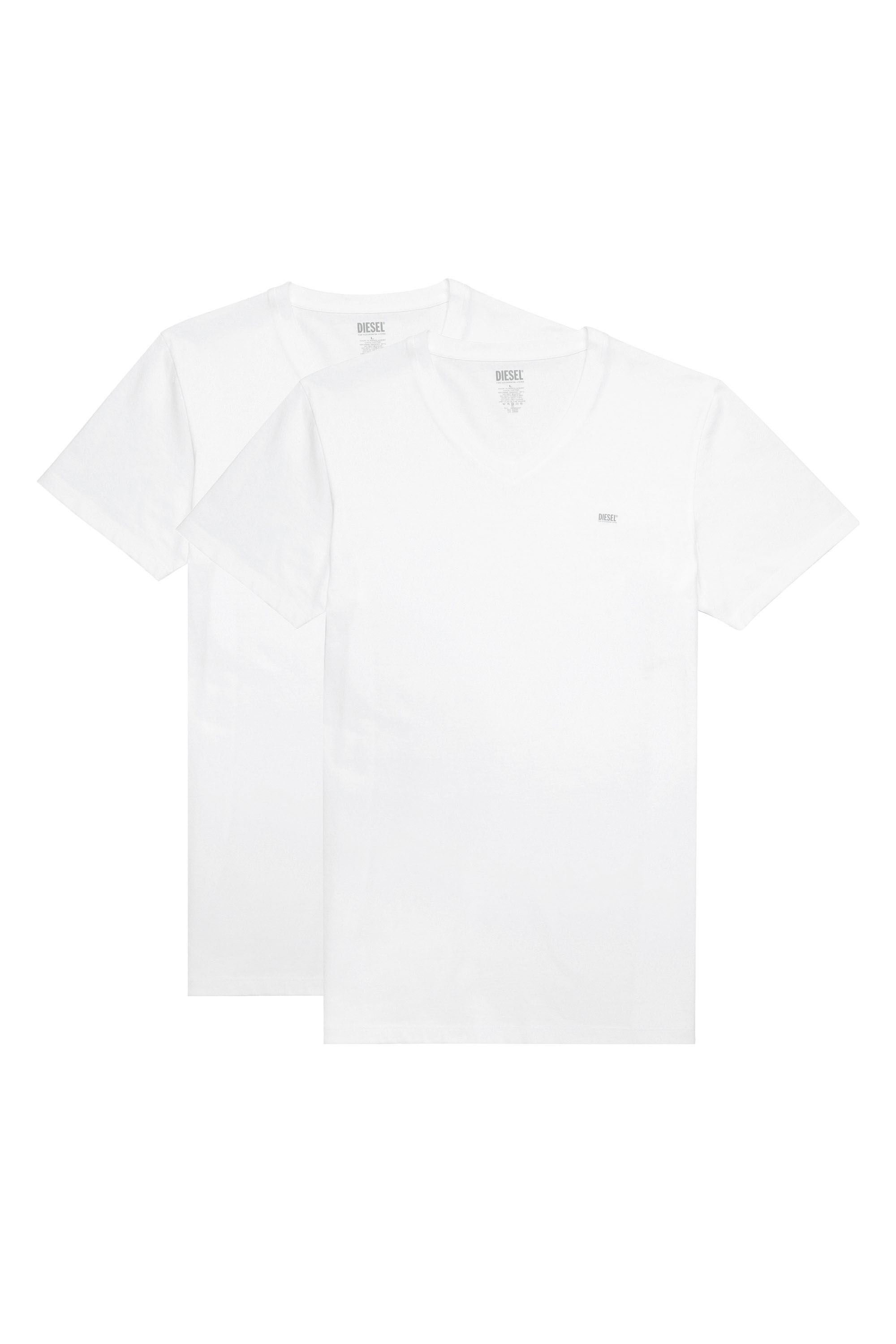 Diesel - UMTEE-MICHAEL-TUBE-TWOPACK, Male's Two-pack V-neck T-shirts with logo print in White - 1