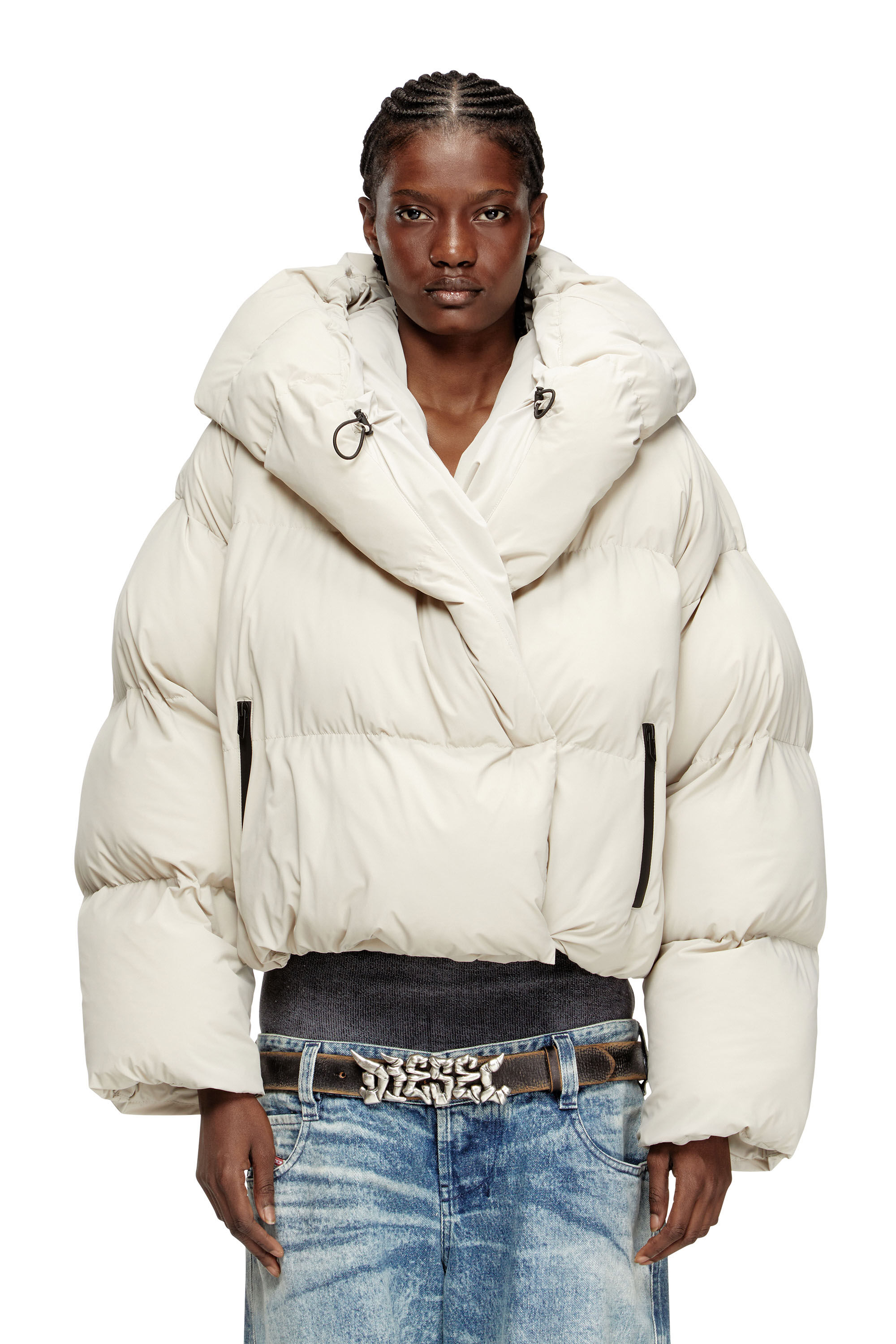 Diesel - W-ILEY-T1, Female's Wrap puffer in bi-stretch nylon in Beige - 3