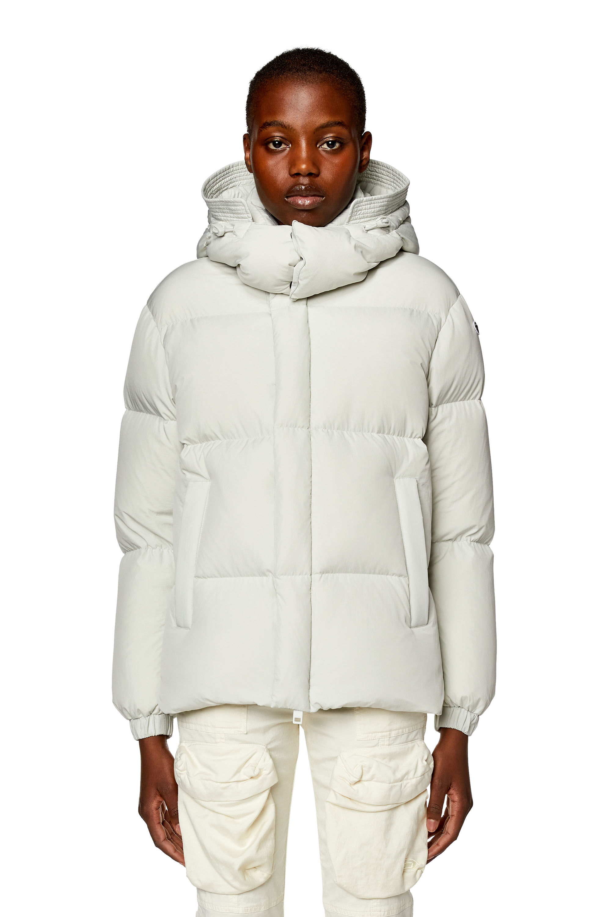 Diesel - W-ROLFYS-FL, Female's Down jacket in recycled nylon taslan in White - 5
