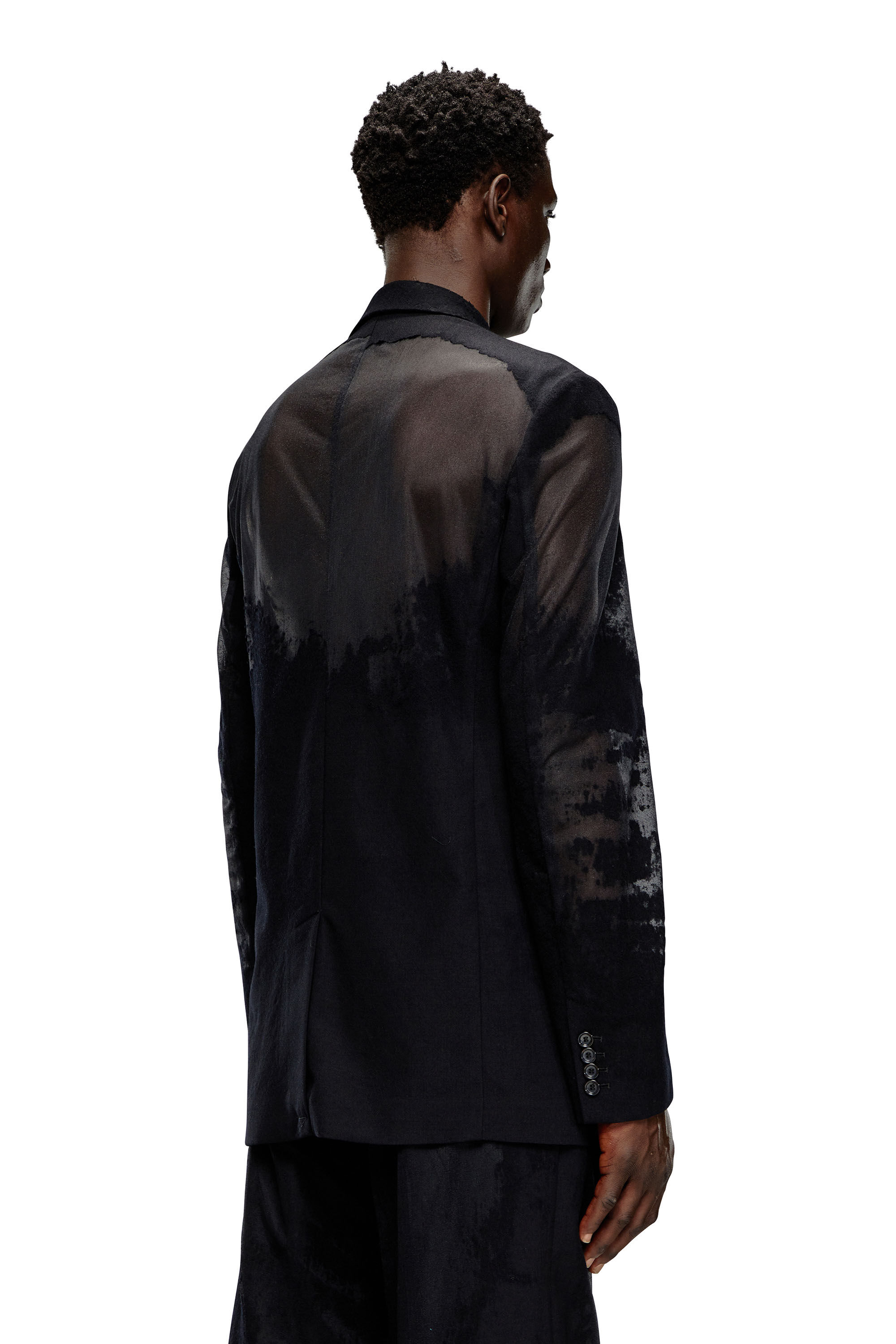 Diesel - J-REG, Male's Tailored jacket in devoré cool wool in Black - 5