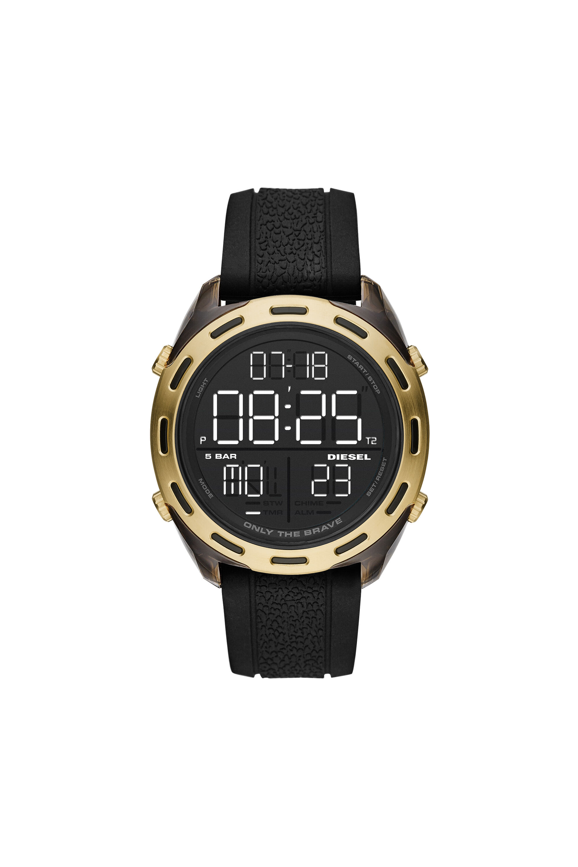 Diesel - DZ1901, Male's Crusher digital black silicone watch in Black - 1