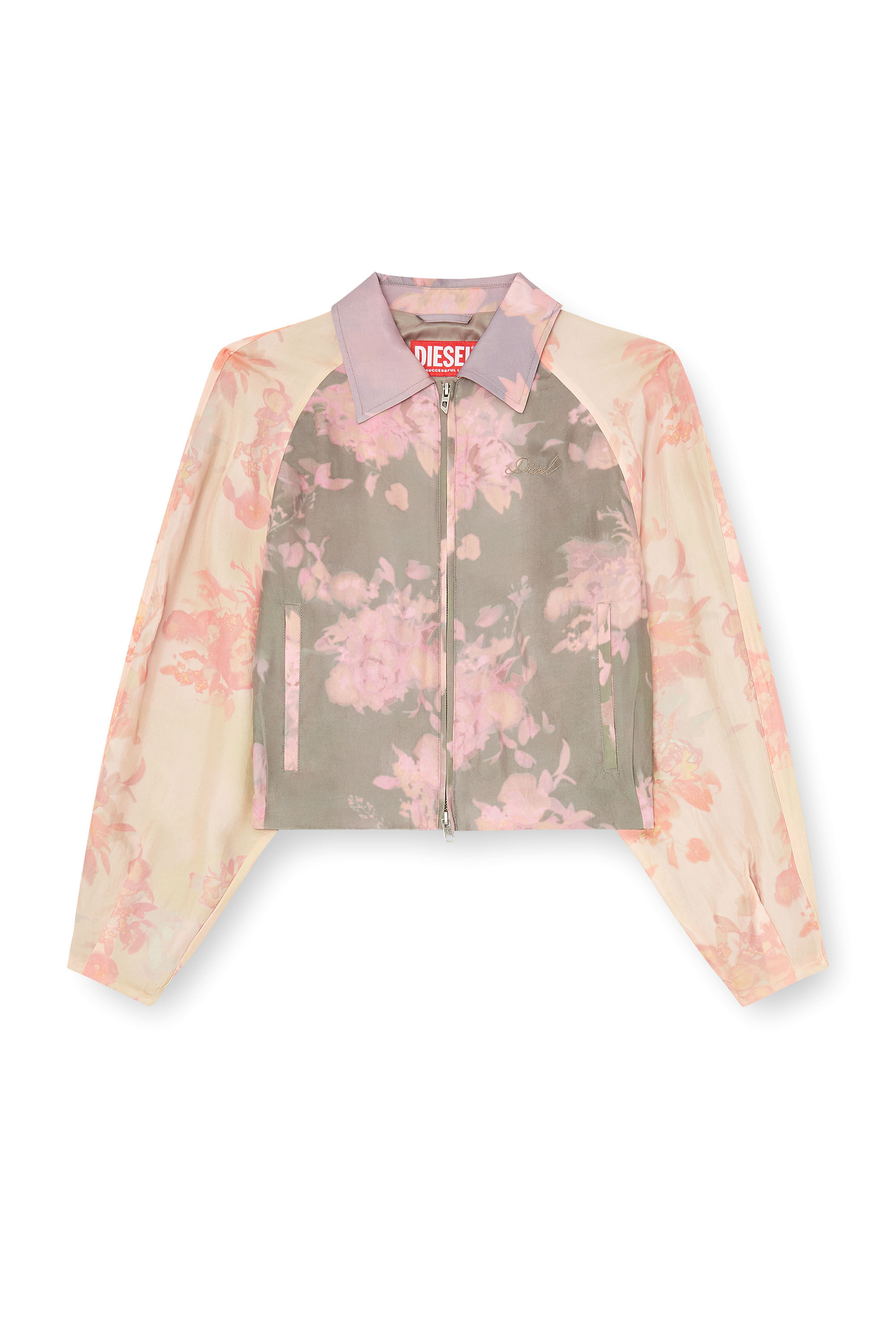Women's Floral bomber jacket in crinkled acetate | Multicolor