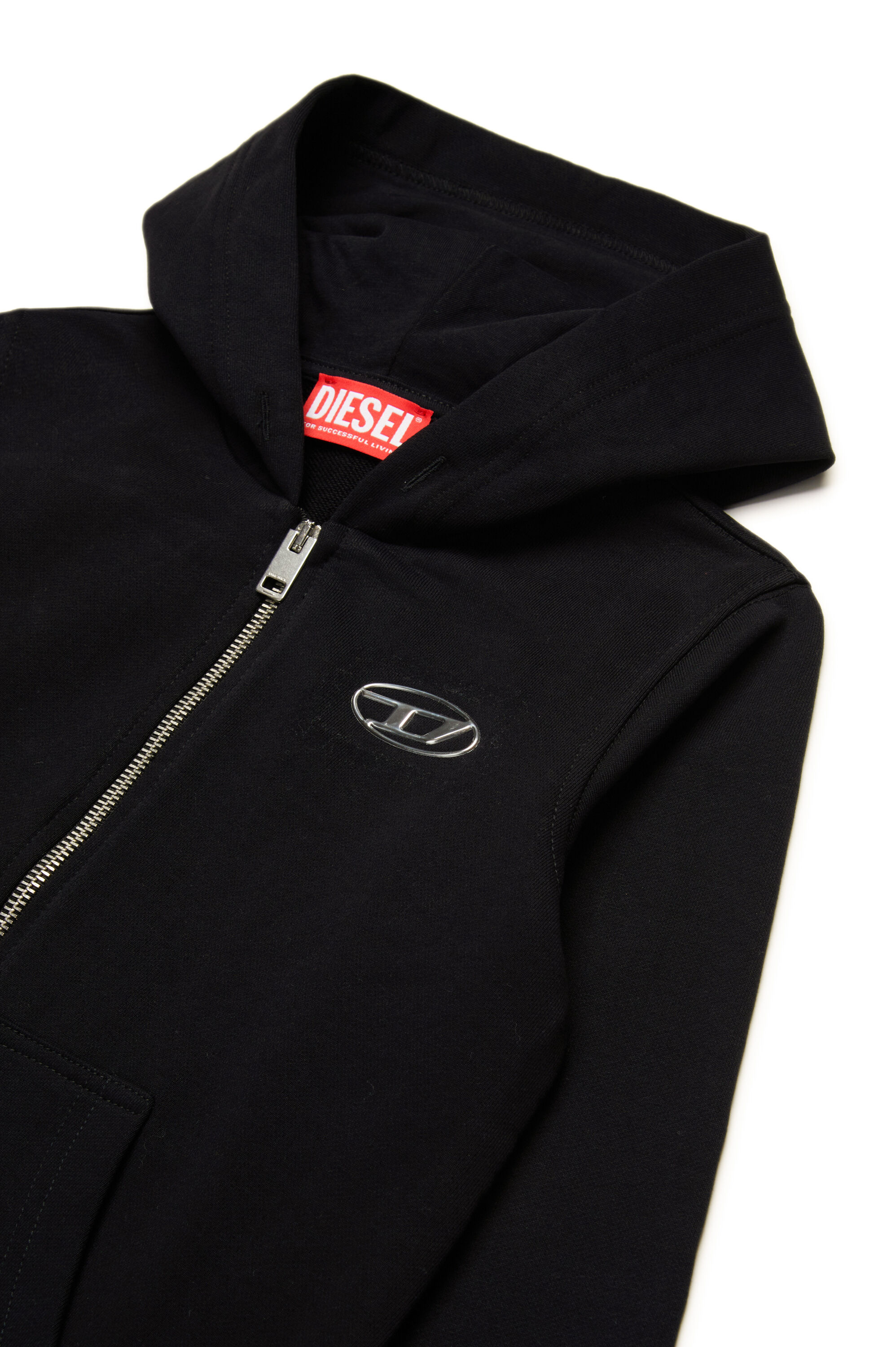Zip-up hoodie with metal-effect Oval D | Black | 4-16 YEARS Boys