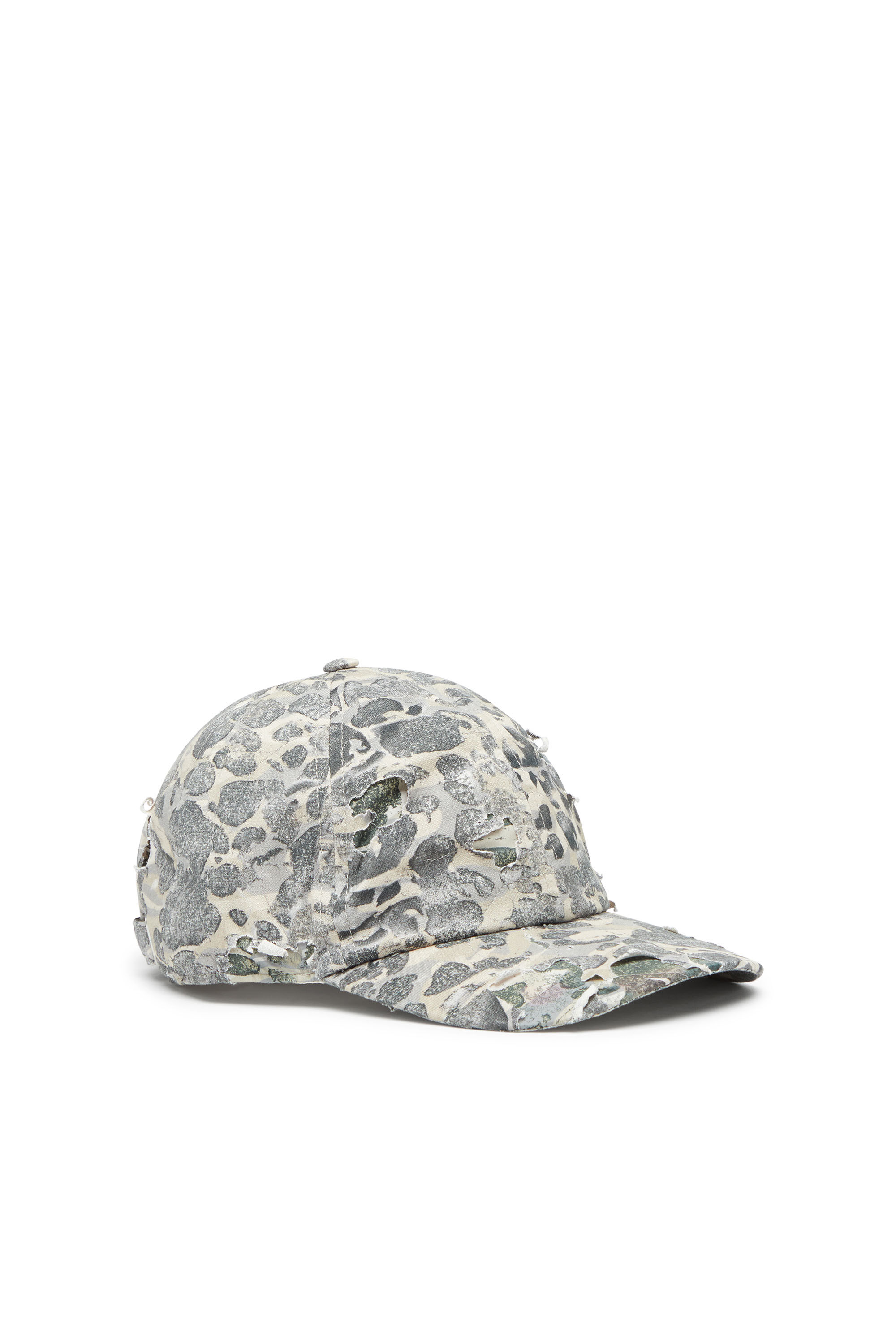 Diesel - C-STEVEN, Male's Camo baseball cap with destroyed finish in Green/Beige - 1