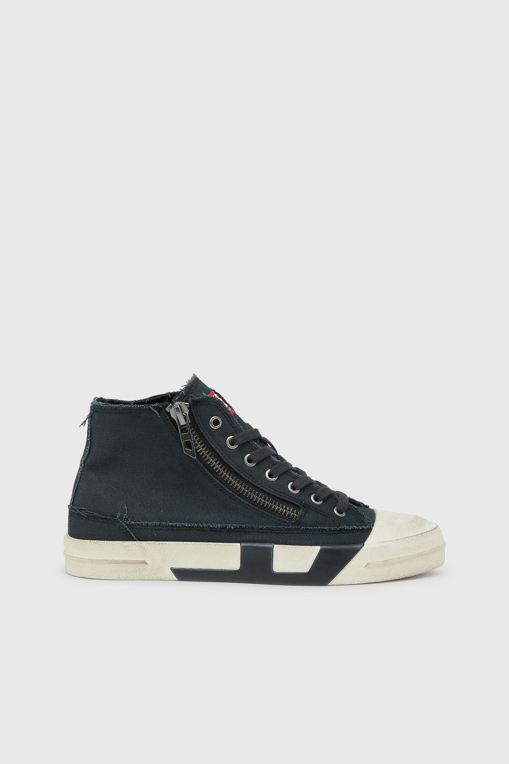 Diesel - S-D-VERSE ZIP MID II, S-D-Verse - Zapatillas de lona deshilachada con Logo D Hombre in Negro - 1