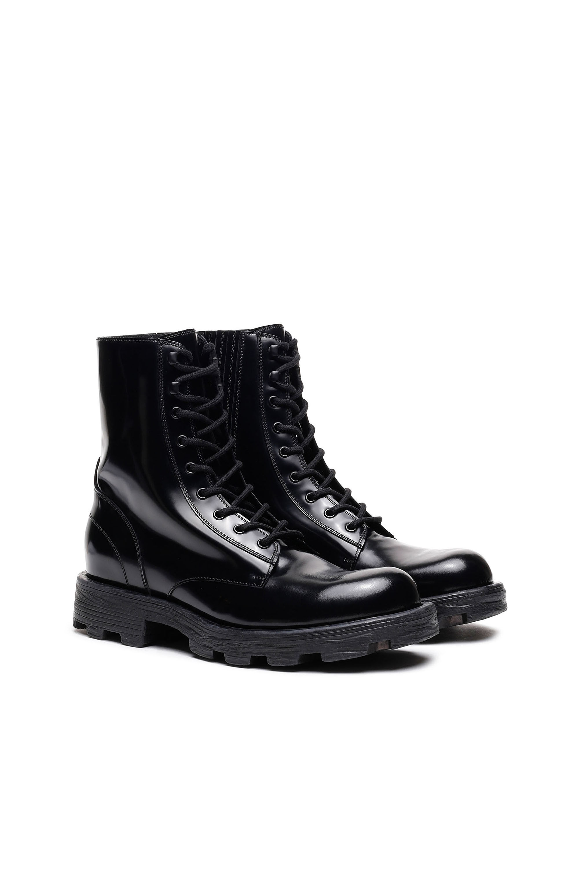 Diesel - D-HAMMER BT, D-Hammer-Combat boots en cuir glacé Homme in Noir - 2