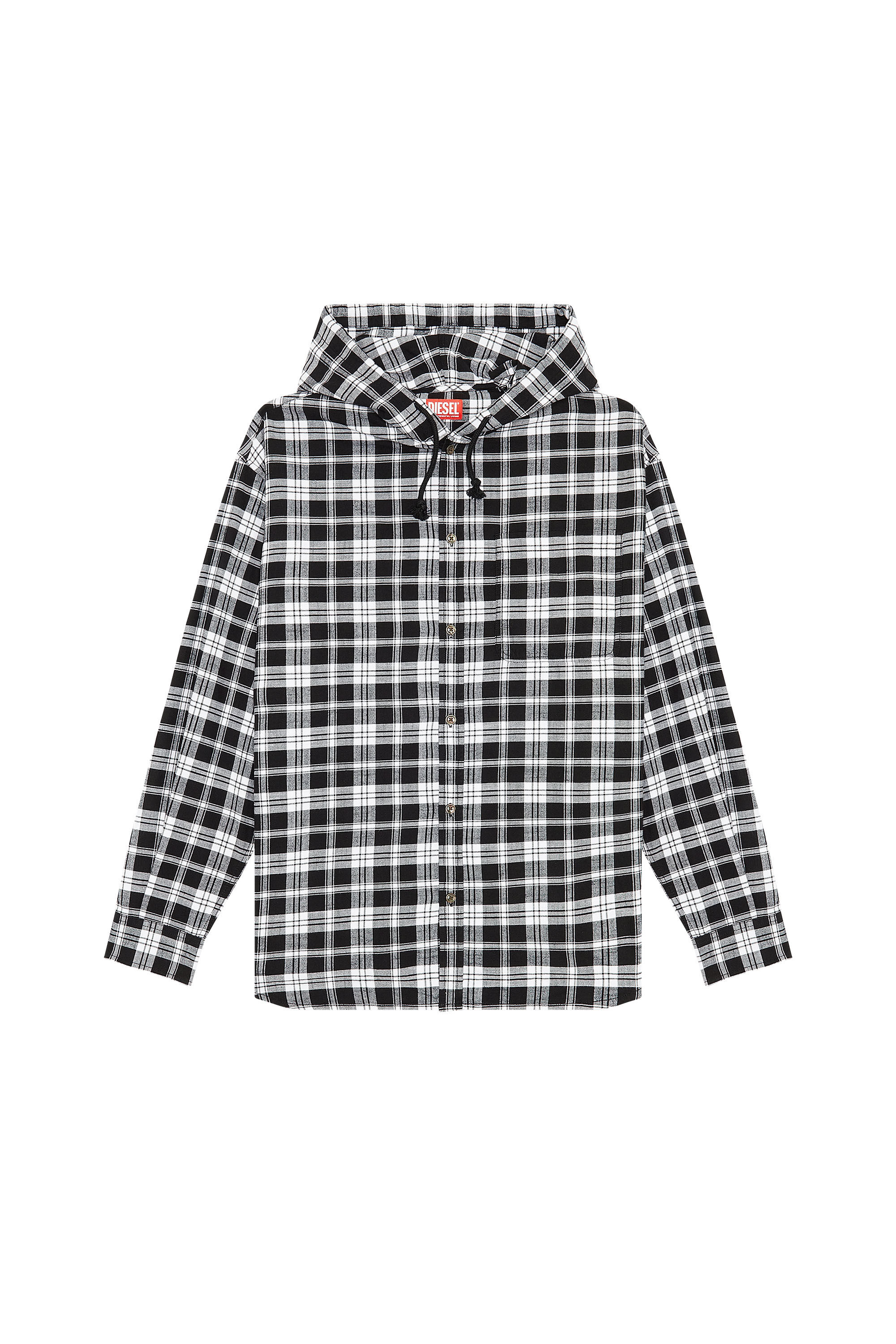 Men's Oversized hooded shirt in tactile flannel | Multicolor | Diesel