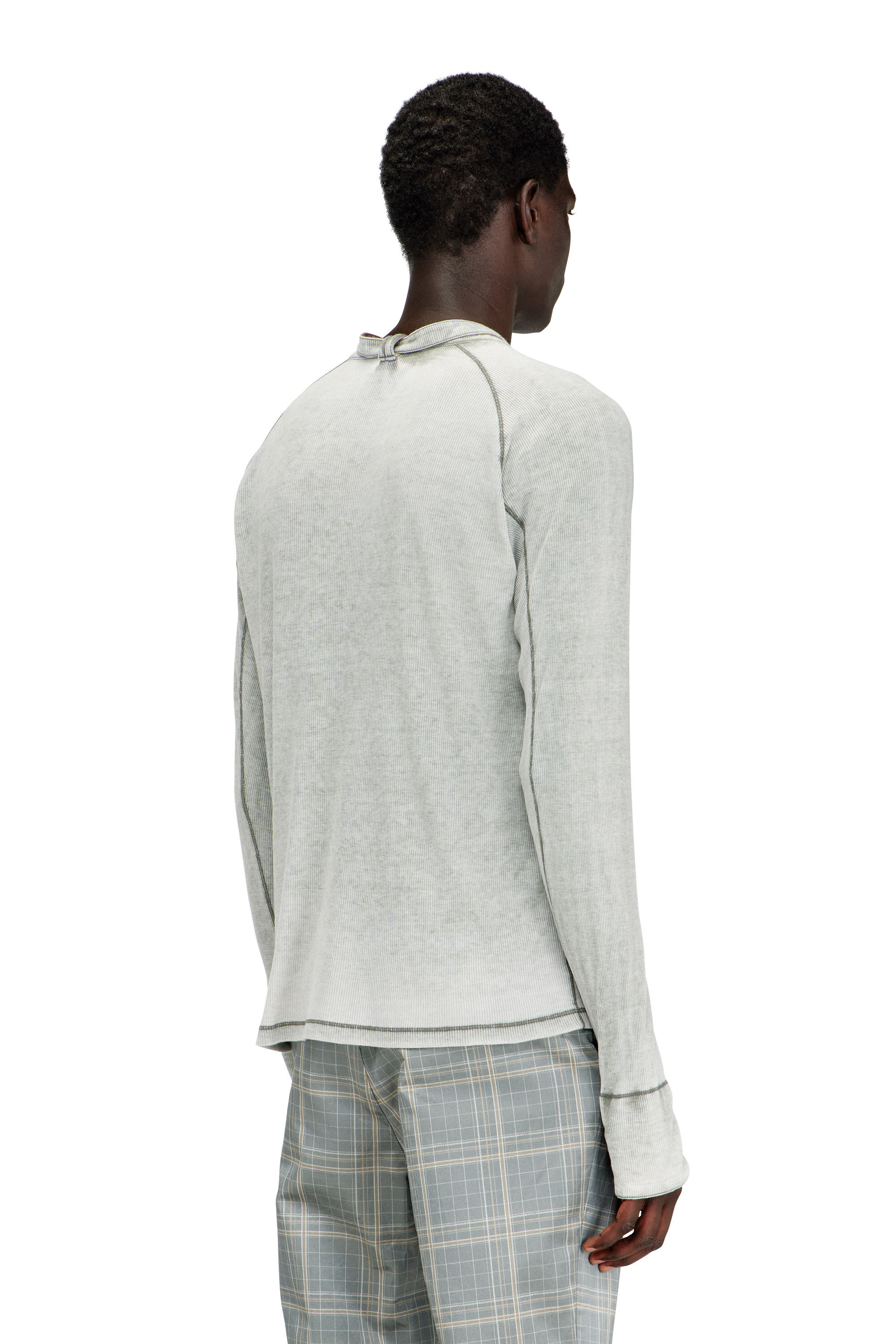 Men's Rib-jersey top with biker neck strap | Grey | Diesel