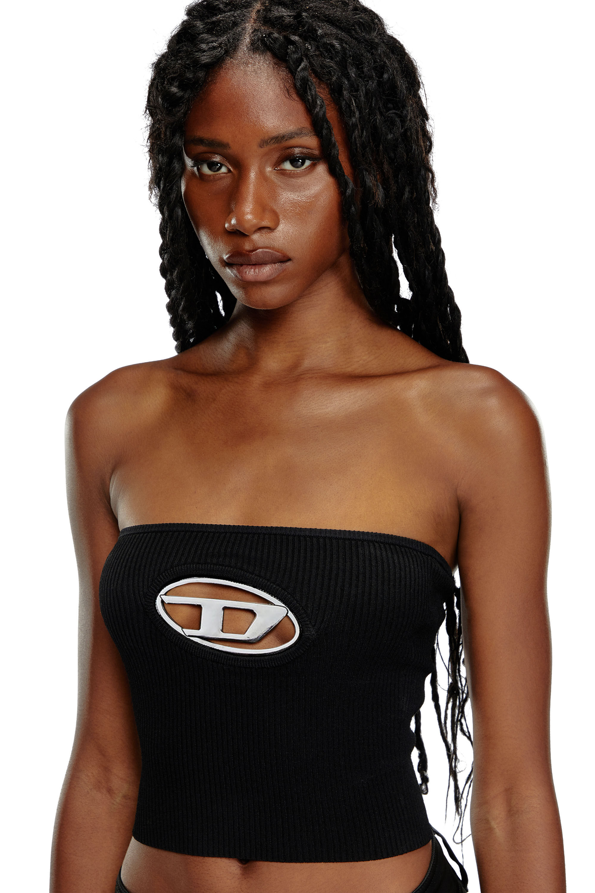 Diesel - M-CLARKSVILLE-A, Female's Bandeau top with oval D plaque in Black/Grey - 4
