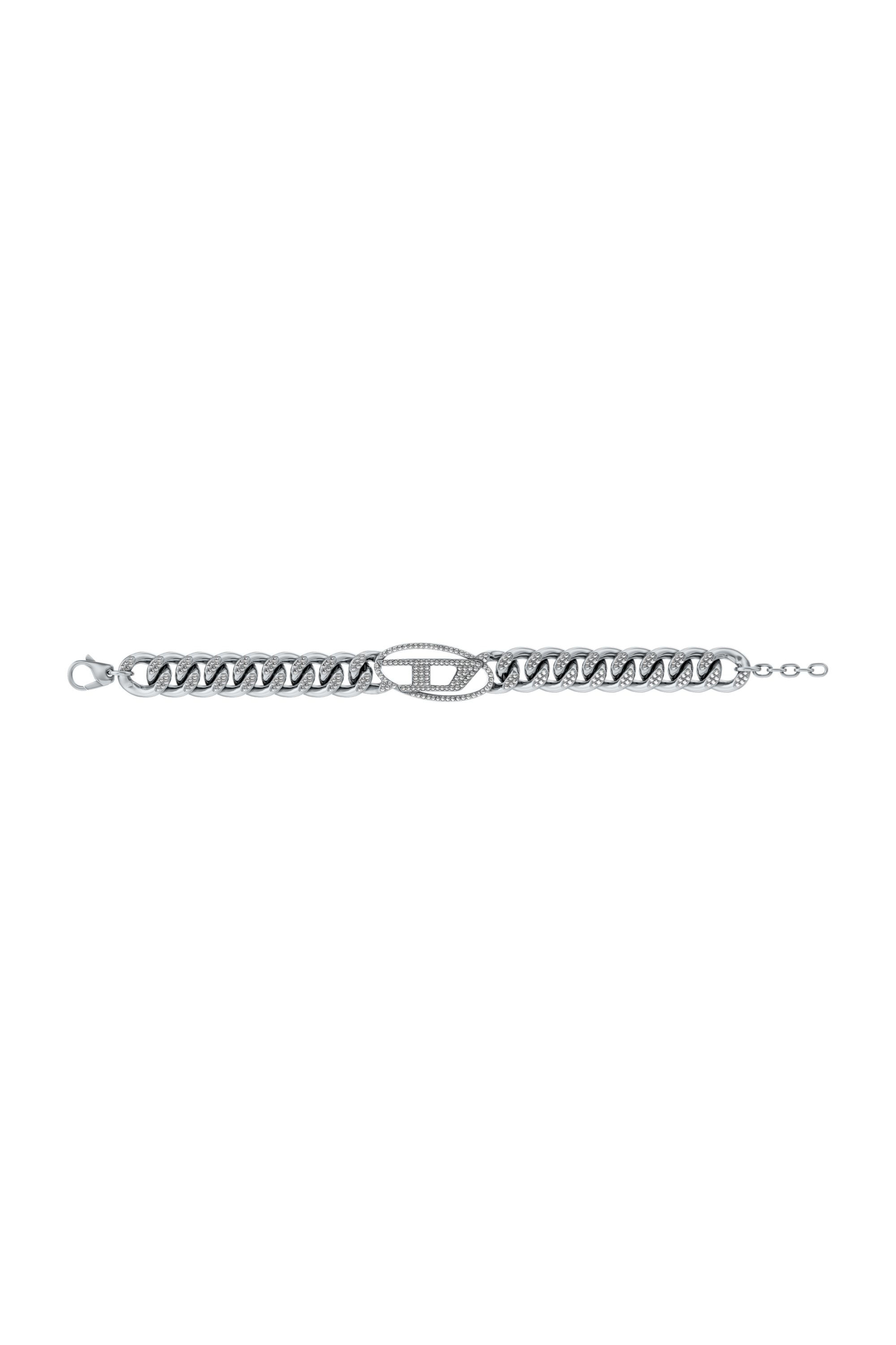 Women's Stainless steel Oval D glitz chain bracelet | Silver