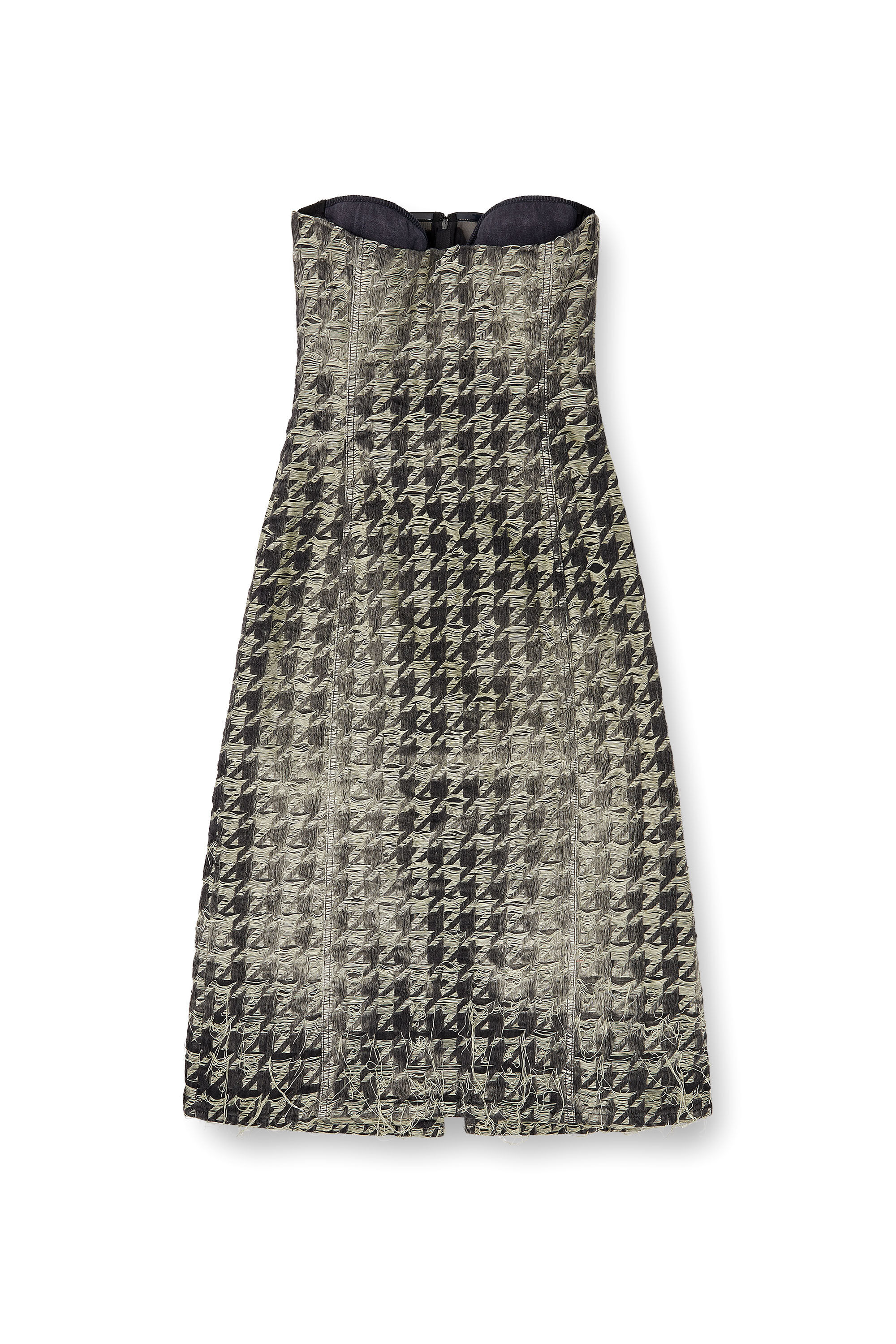 Diesel - DE-OLIVIA-FSH, Female's Midi dress in houndstooth-weave denim in Black/White - 2