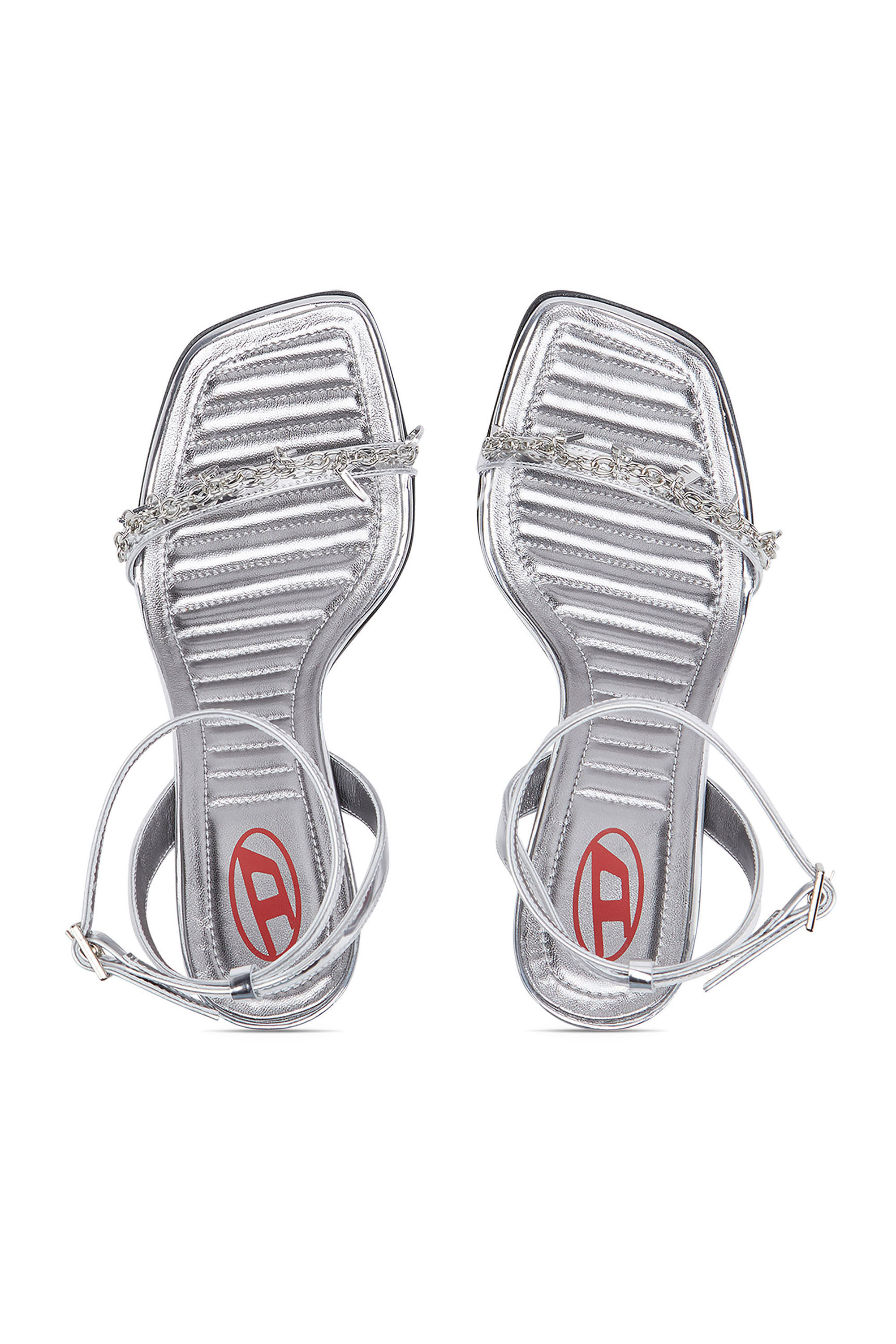 Diesel - D-VINA SDL, Female's D-Vina-Strappy sandals in metallic leather in Silver - 4