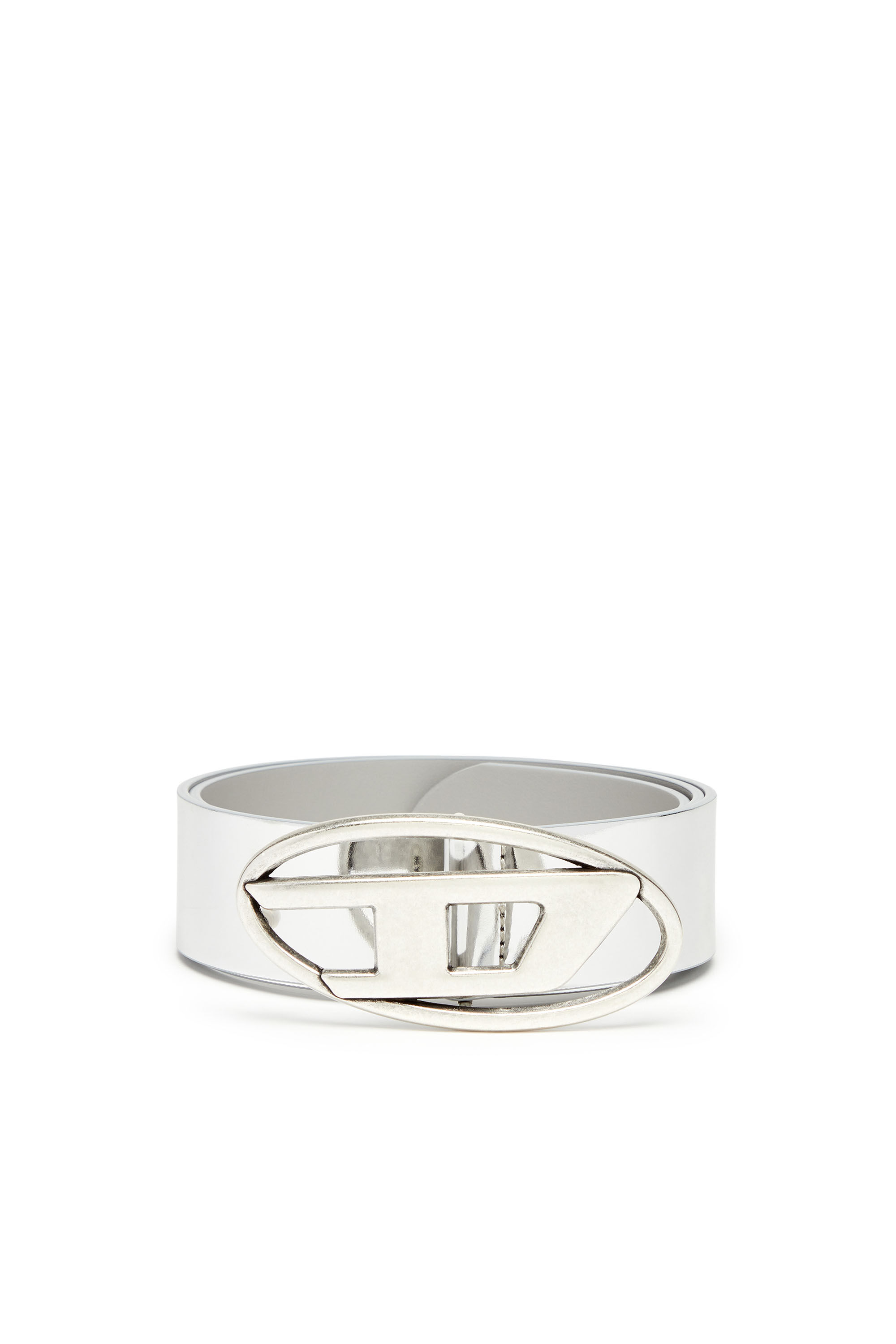 Diesel - B-1DR W, Male's 3.9cm metallic belt with burnished logo buckle in Silver - 1
