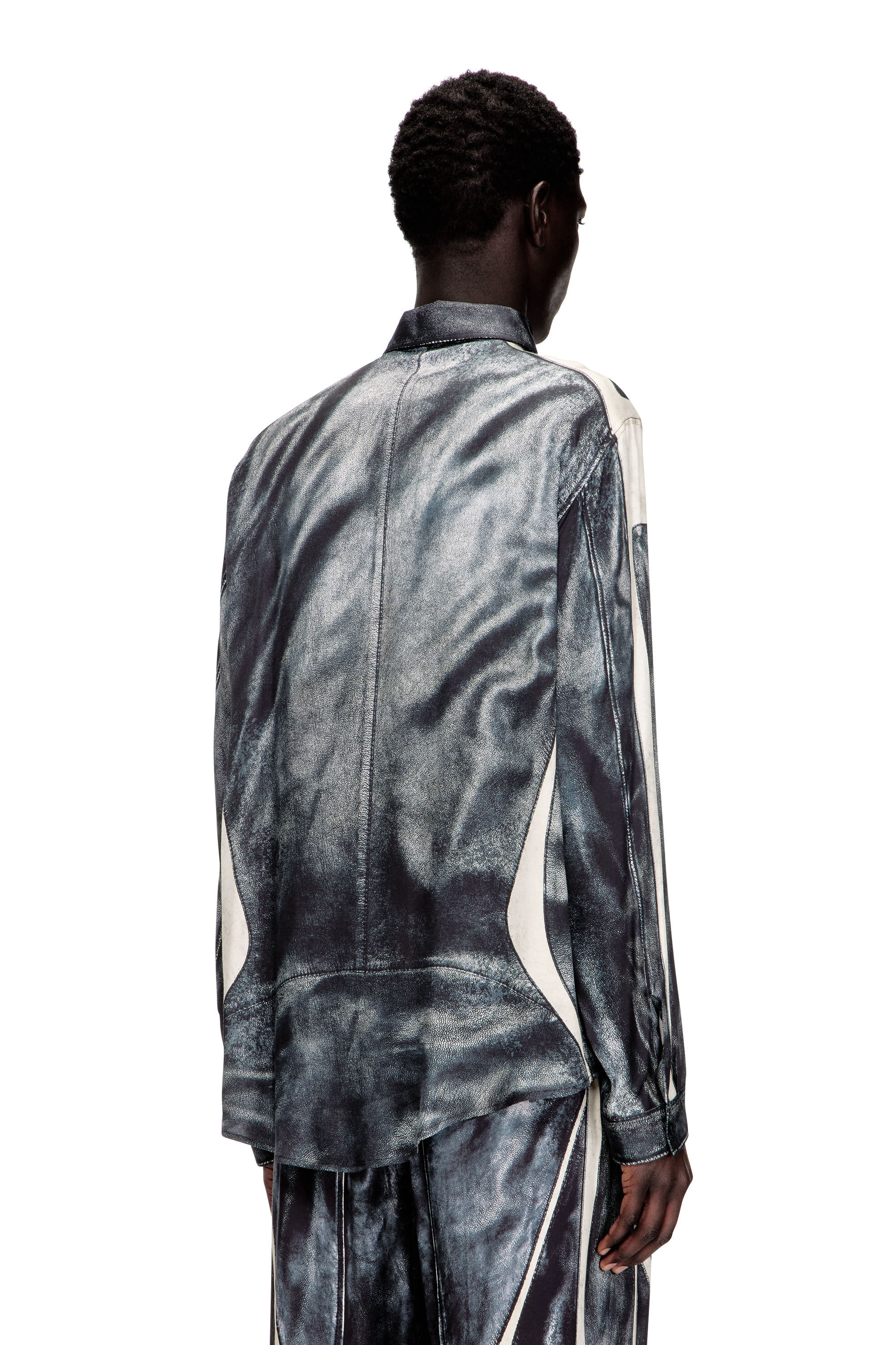 Men's Printed viscose shirt with front zip closure | Multicolor