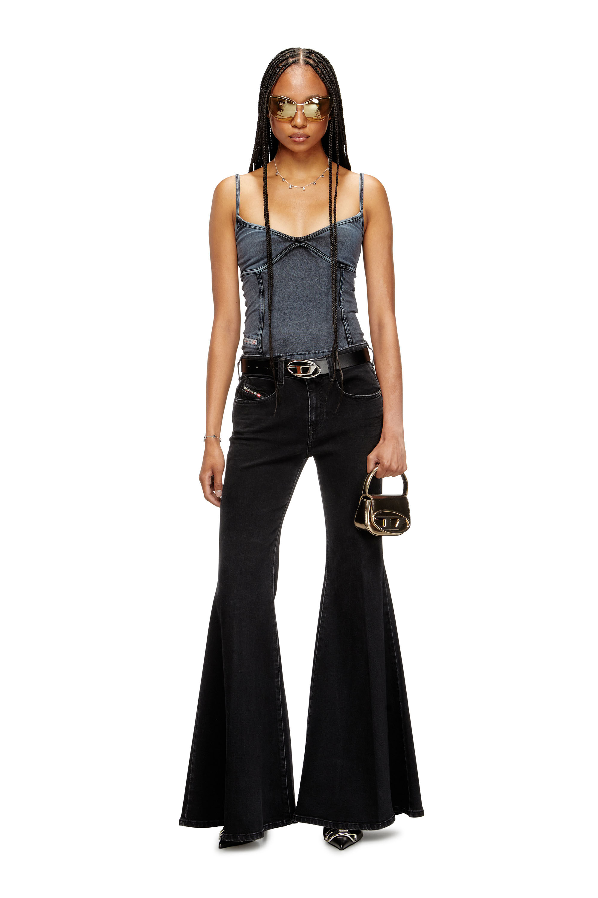 Women's Flare Jeans | Black/Dark grey | Diesel 1970 D-Bleess