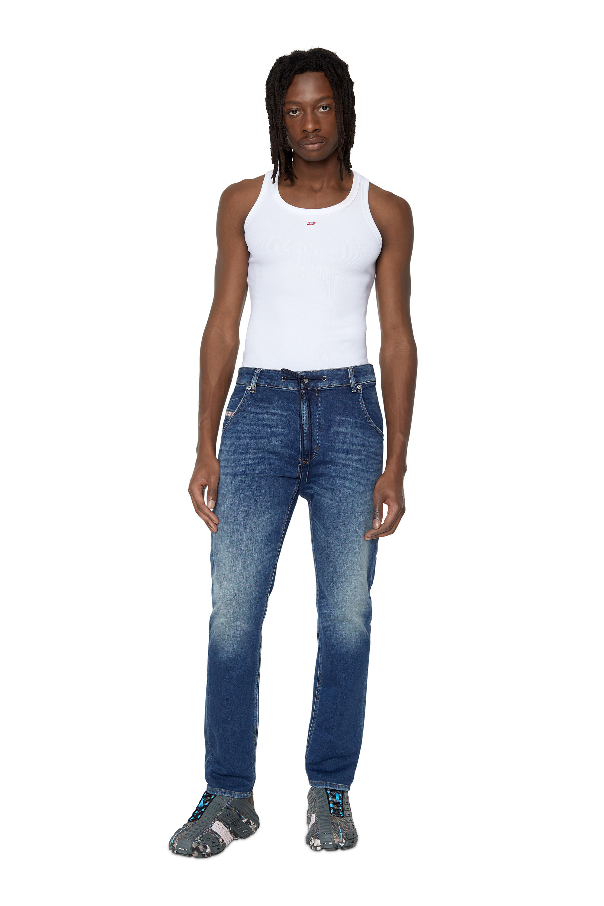 Diesel - Tapered 2030 D-Krooley Joggjeans® 068AZ, Male's Tapered 2030 D-Krooley Joggjeans® in Medium Blue - 1