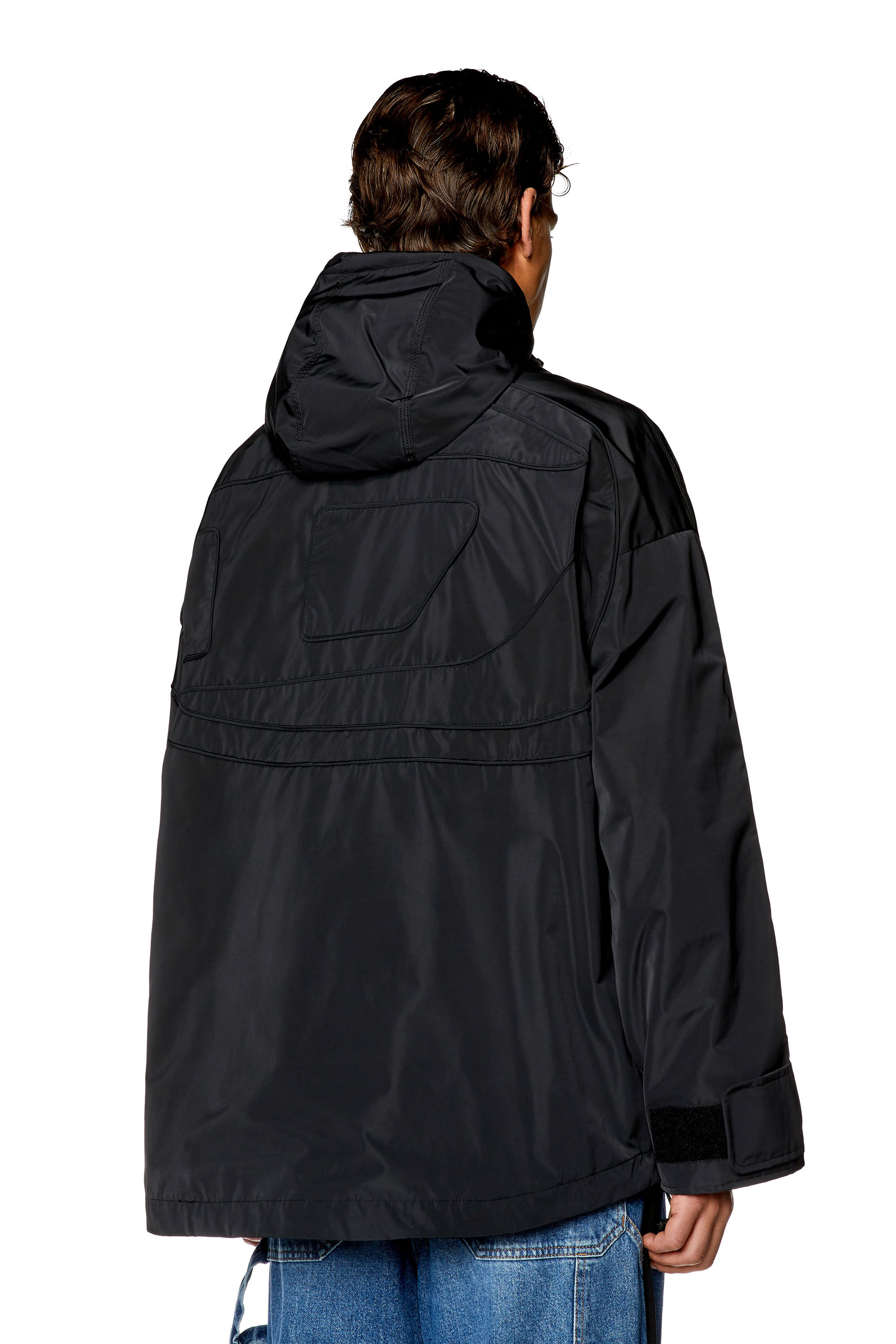 Diesel - W-HENNESS, Man's Nylon jacket with piped oval D logo in Black - 3