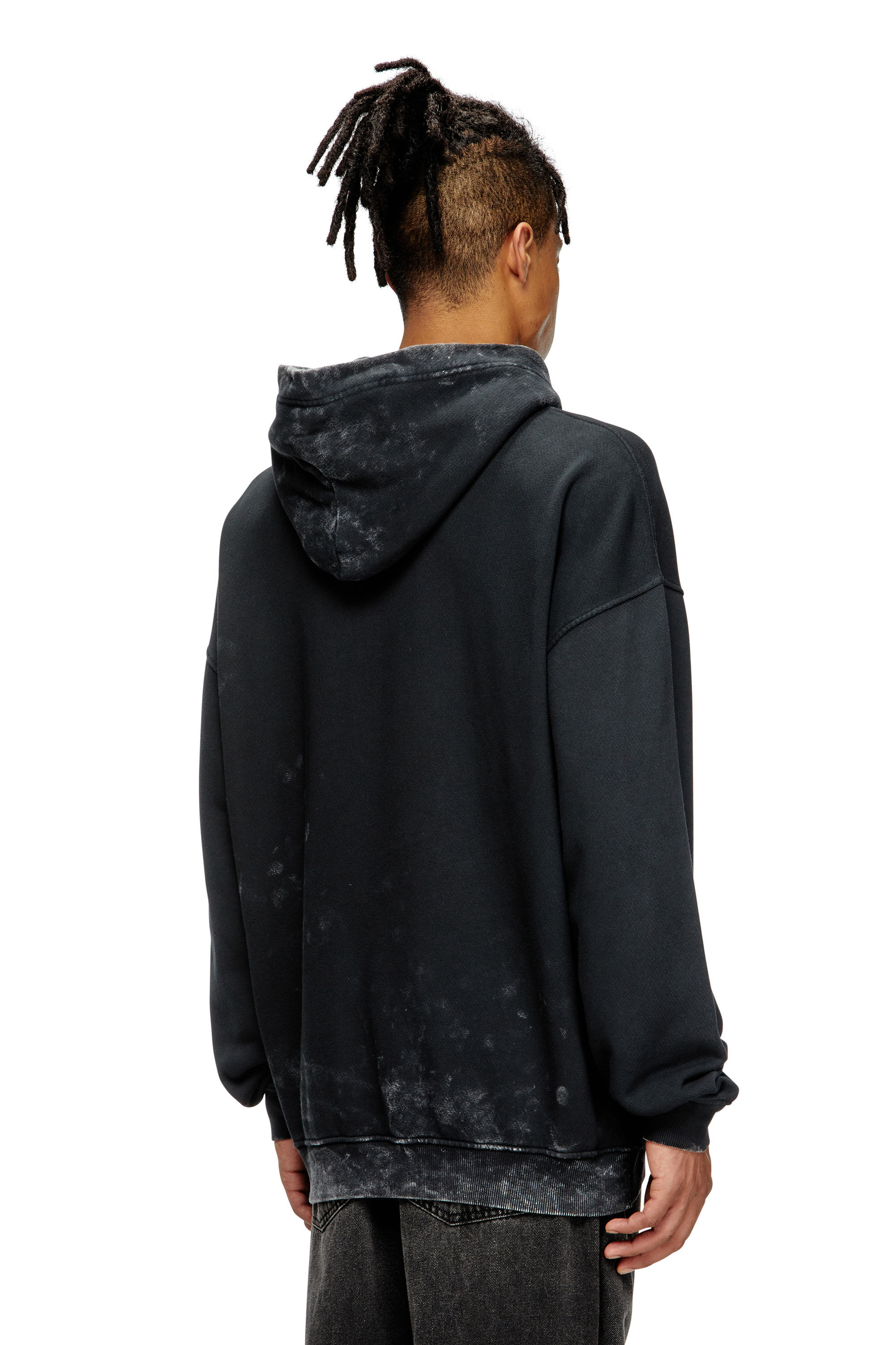 Diesel - S-BOXT-HOOD-T10, Male's Hoodie with cut-out metal Oval D in Black - 4