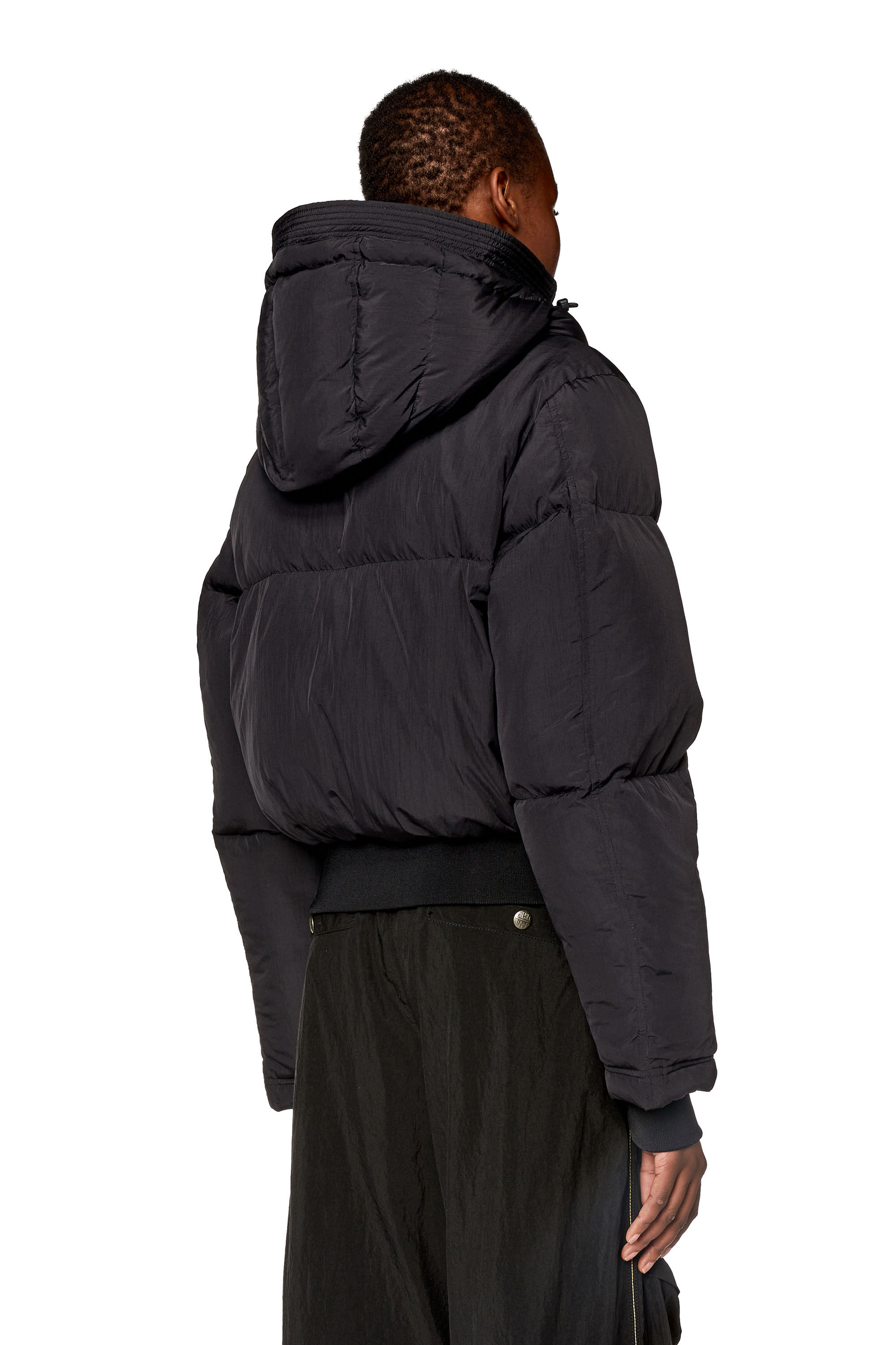 Diesel - W-PEYT-SHORT, Woman's Down jacket in recycled nylon taslan in Black - 4