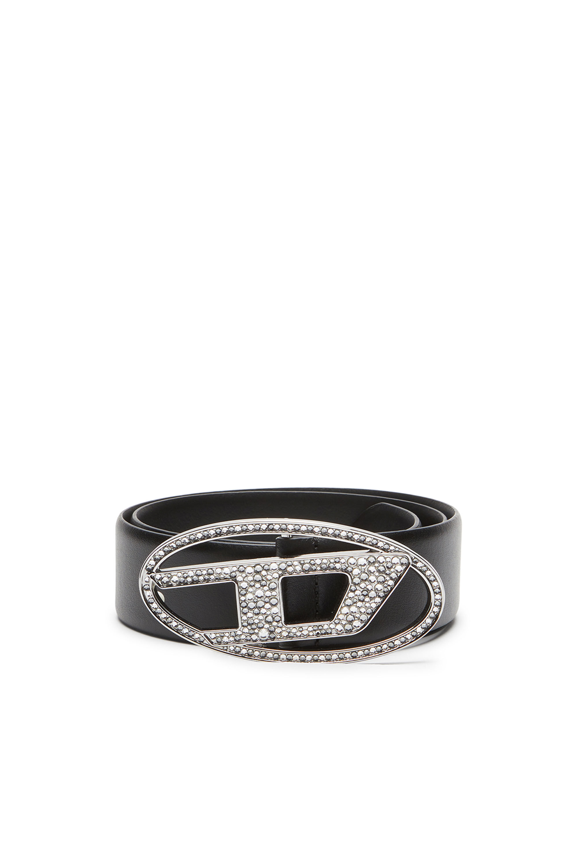 ベルト DIESEL SS25 \"B-1DR RHINESTONE\" BELT (X09611 P6364T8013) B-1DR STRASS - logo belt with strass | Black | Diesel