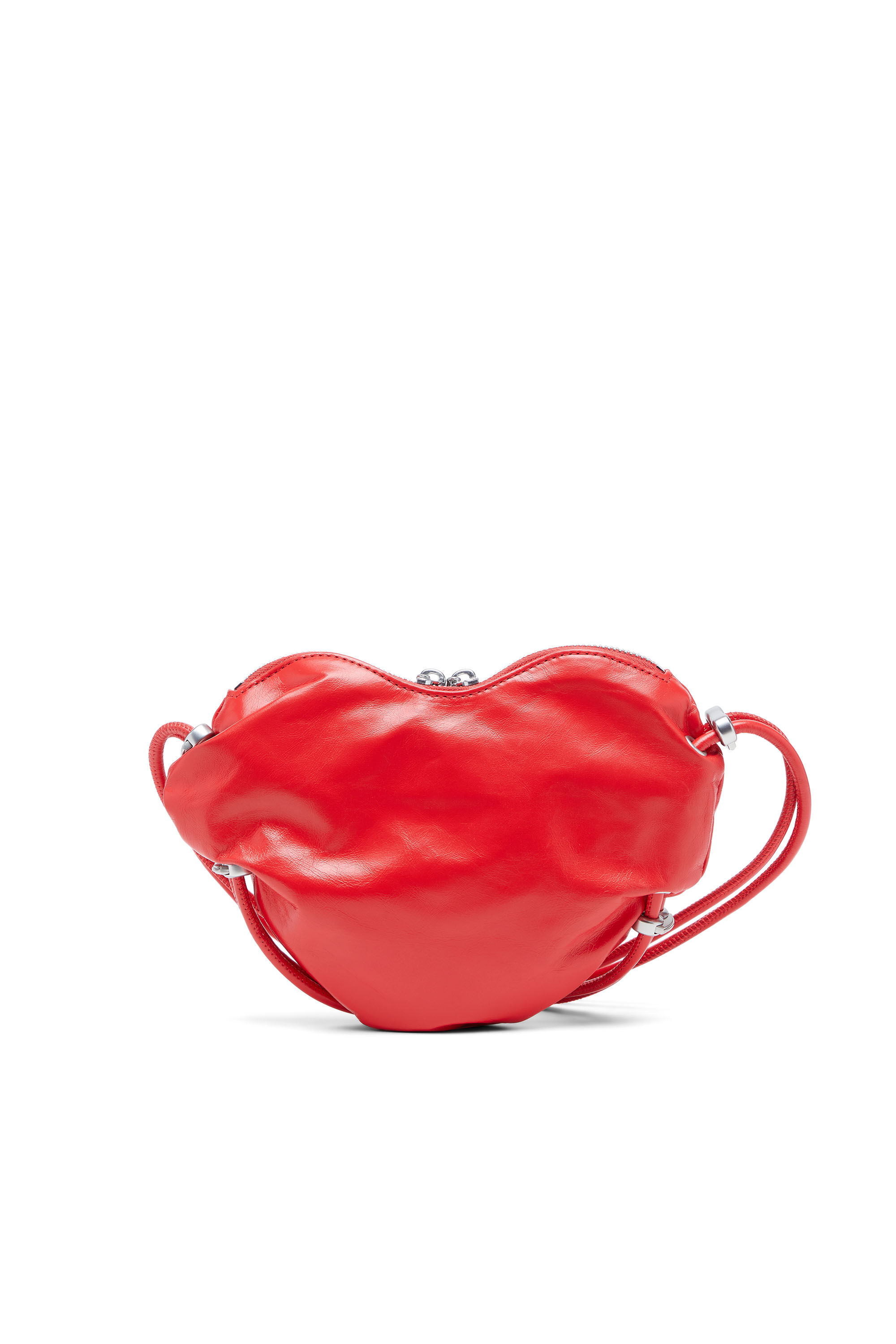 Women's Scrunch-D-Heart shoulder bag in scrunched leather | Red Women's Scrunch-D-Heart shoulder bag in scrunched leather | Red