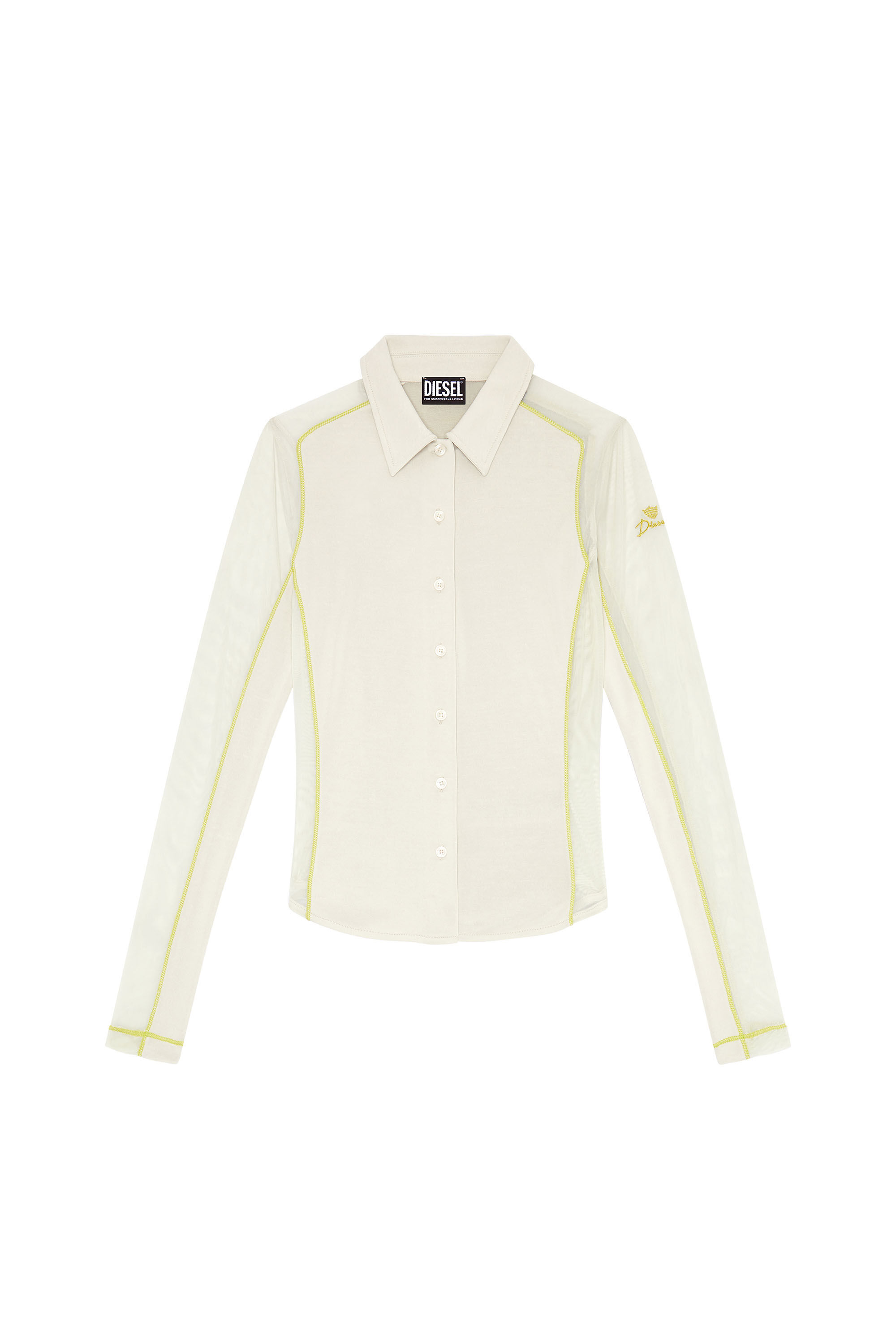 Diesel - T-NOXA, Woman's Modal blend shirt with mesh inserts in White - 2