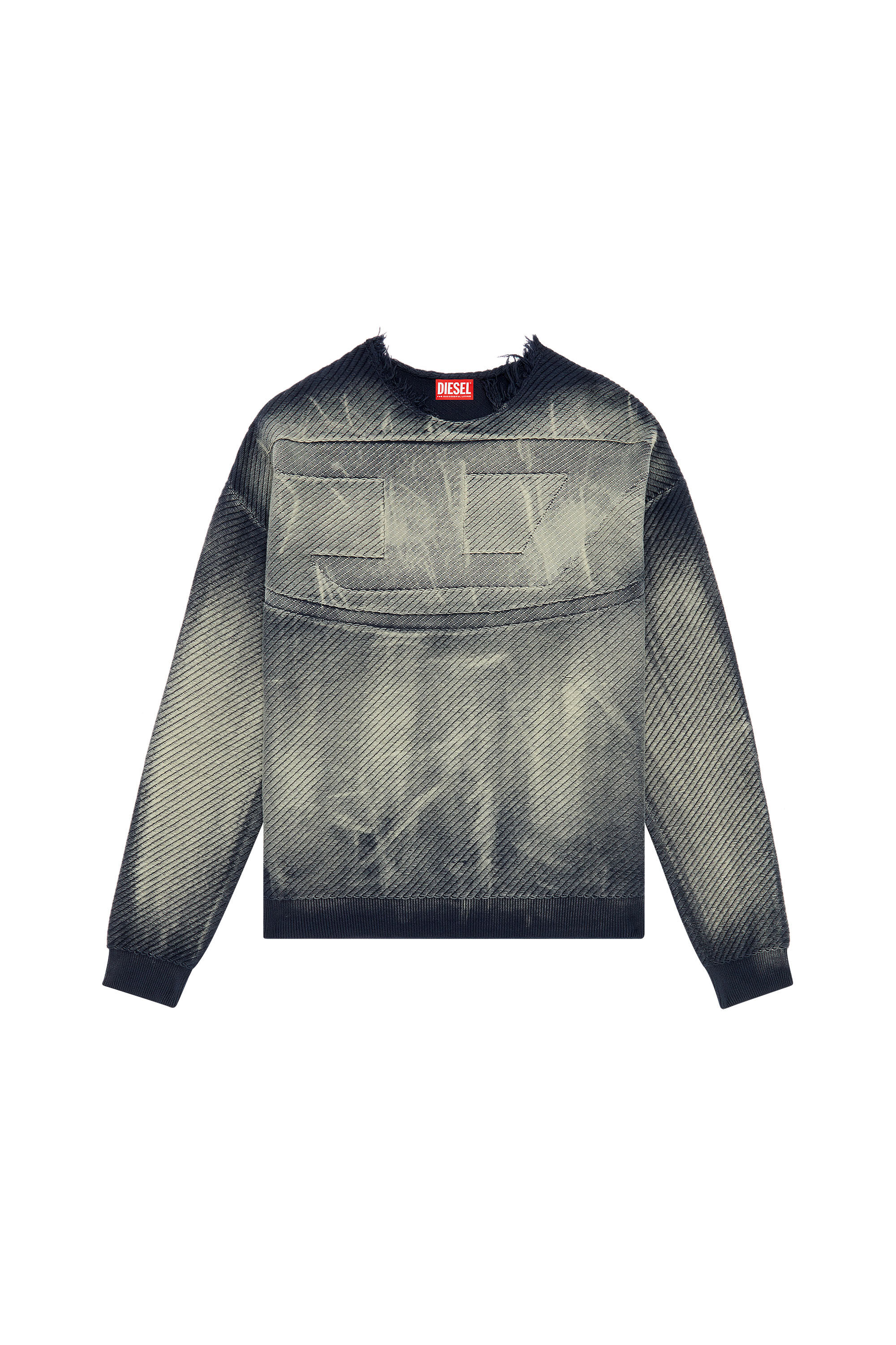 Diesel - K-KLEVER, Male's Frayed denim-effect jumper in Dark Blue - 2