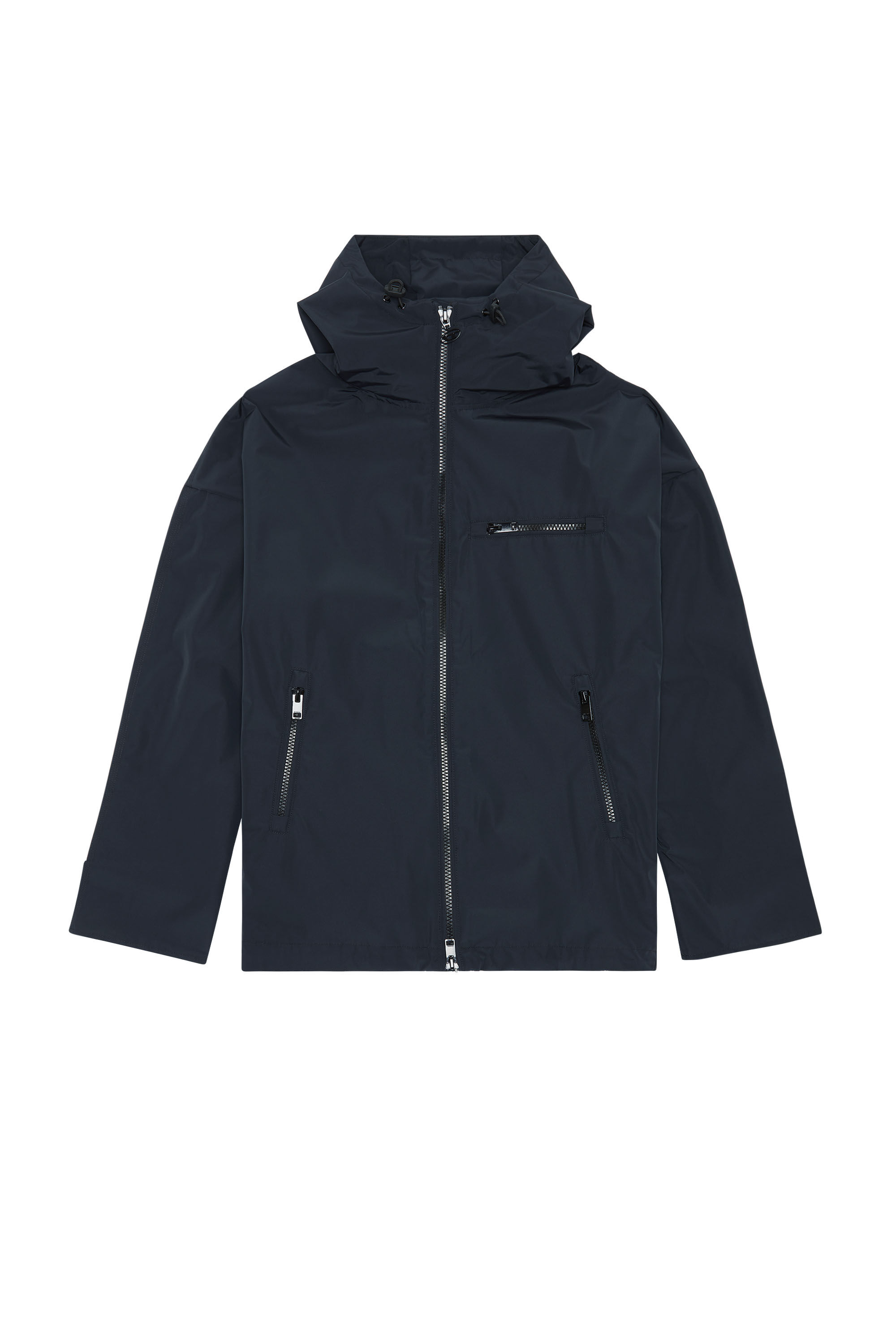 Diesel - W-HENNES, Male's Hooded jacket with piped logo in Black - 2