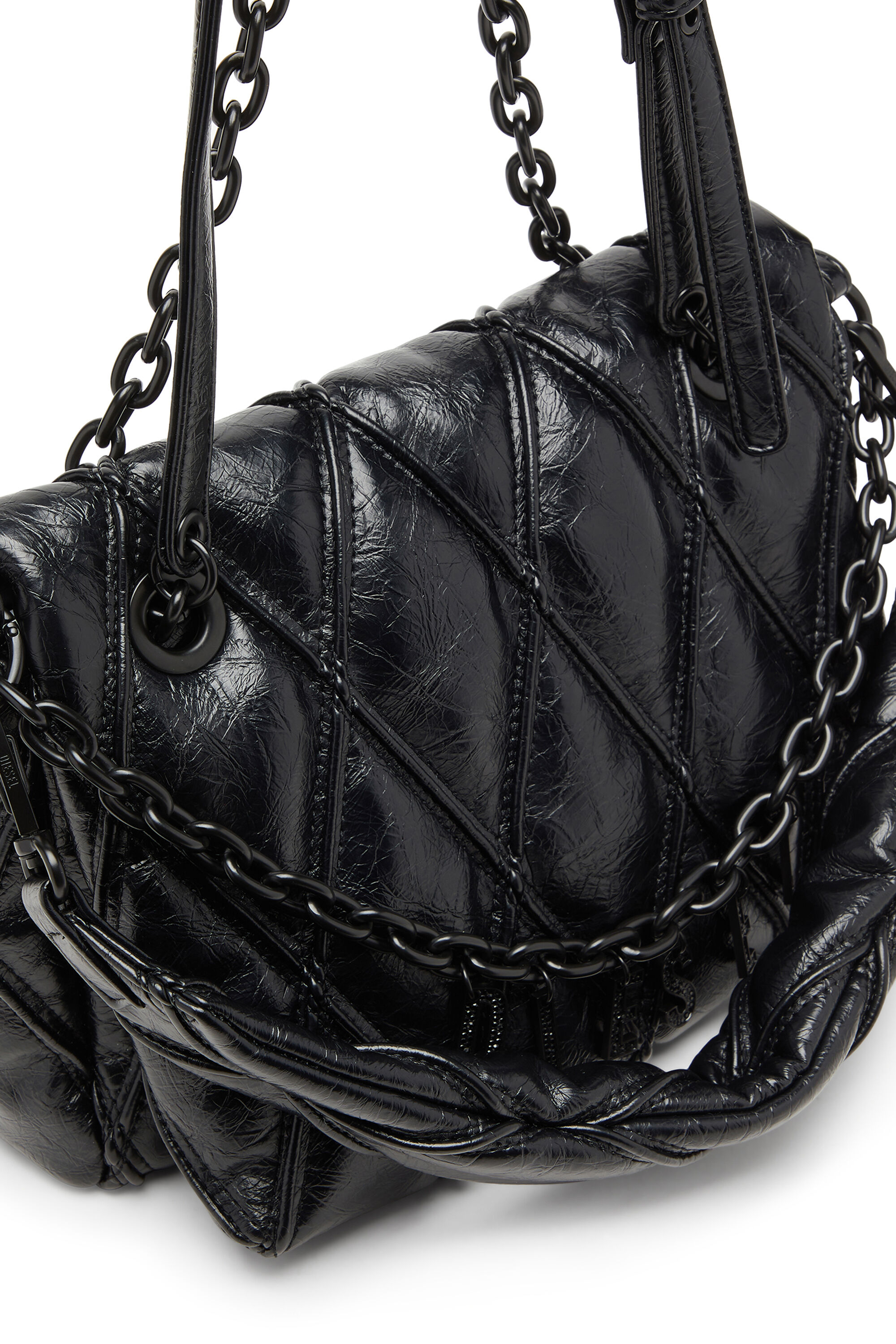 Diesel - CHARM-D SHOULDER M, Woman's Charm-D - Shoulder bag in shiny quilted PU in Black - 7