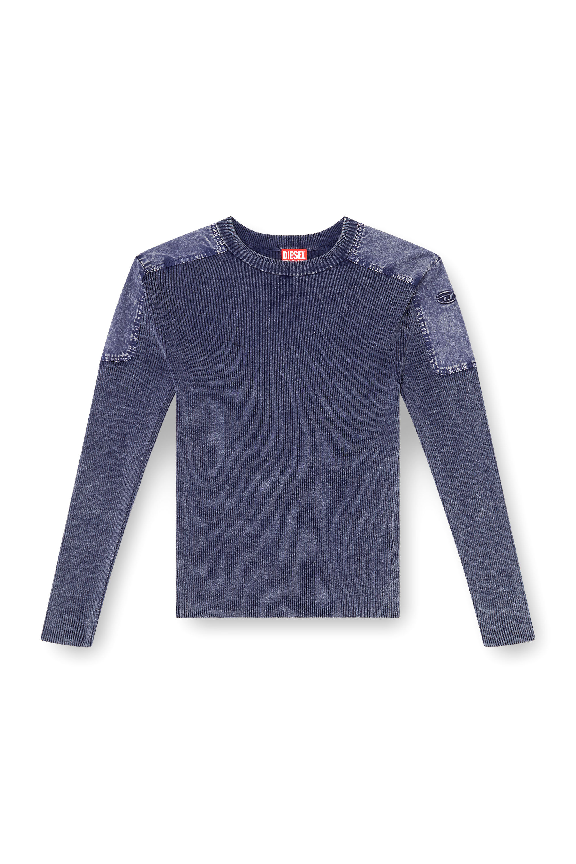 Diesel - K-MARTIN, Male's Jumper with contrast shoulder panels in Blue - 2