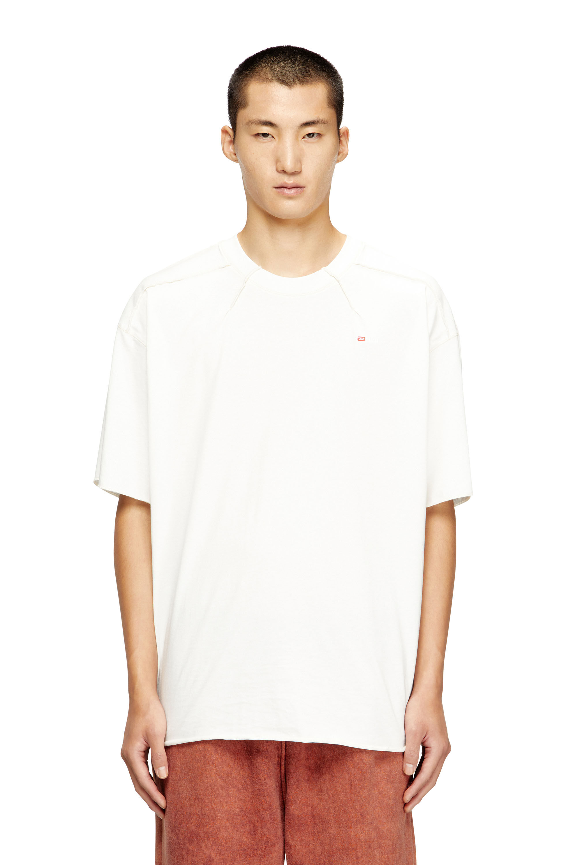 Men's Cotton T-shirt with micro embroidery | White | Diesel US