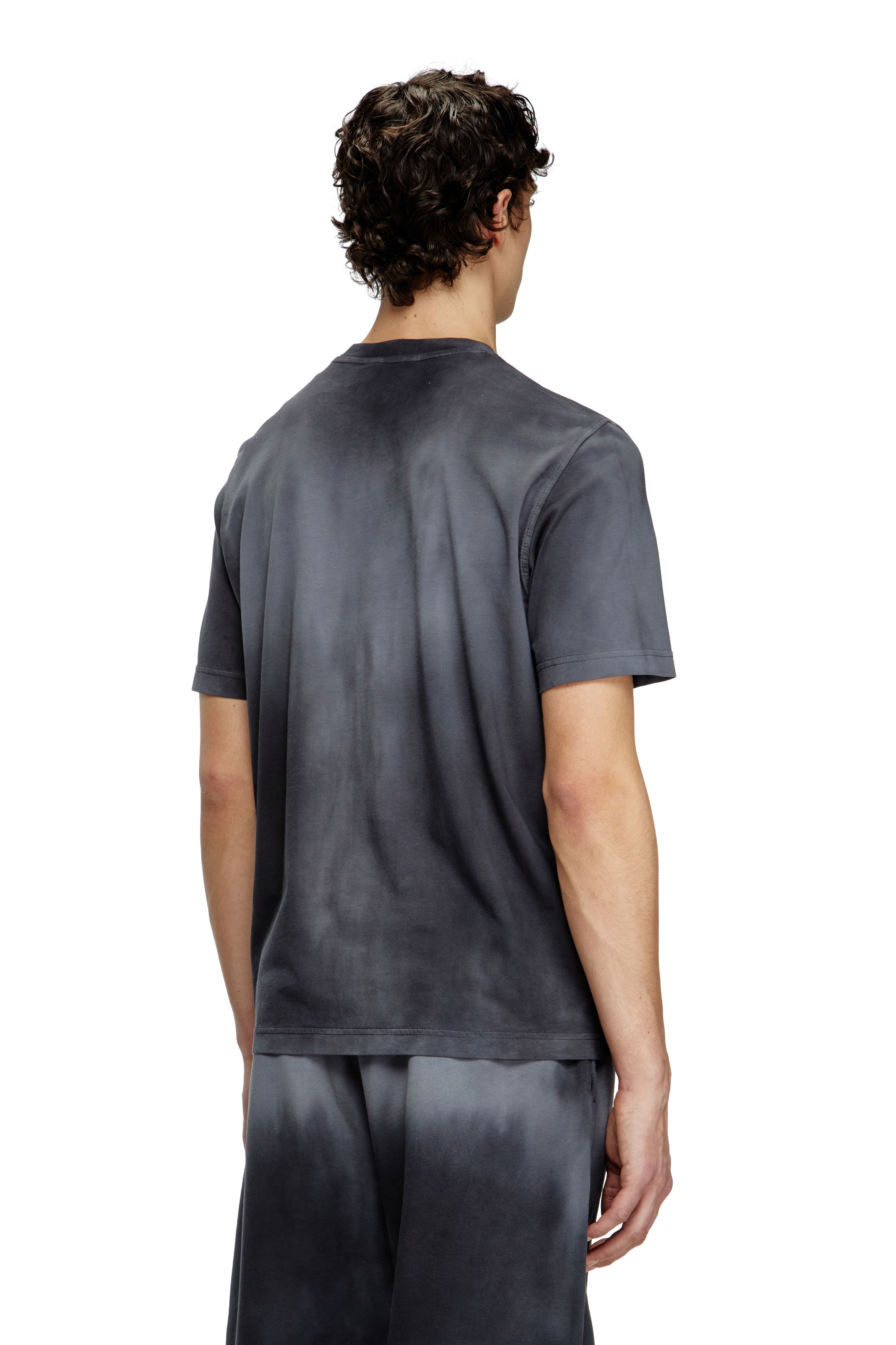 Men's Faded T-shirt with micro logo embroidery | Black | Diesel MX