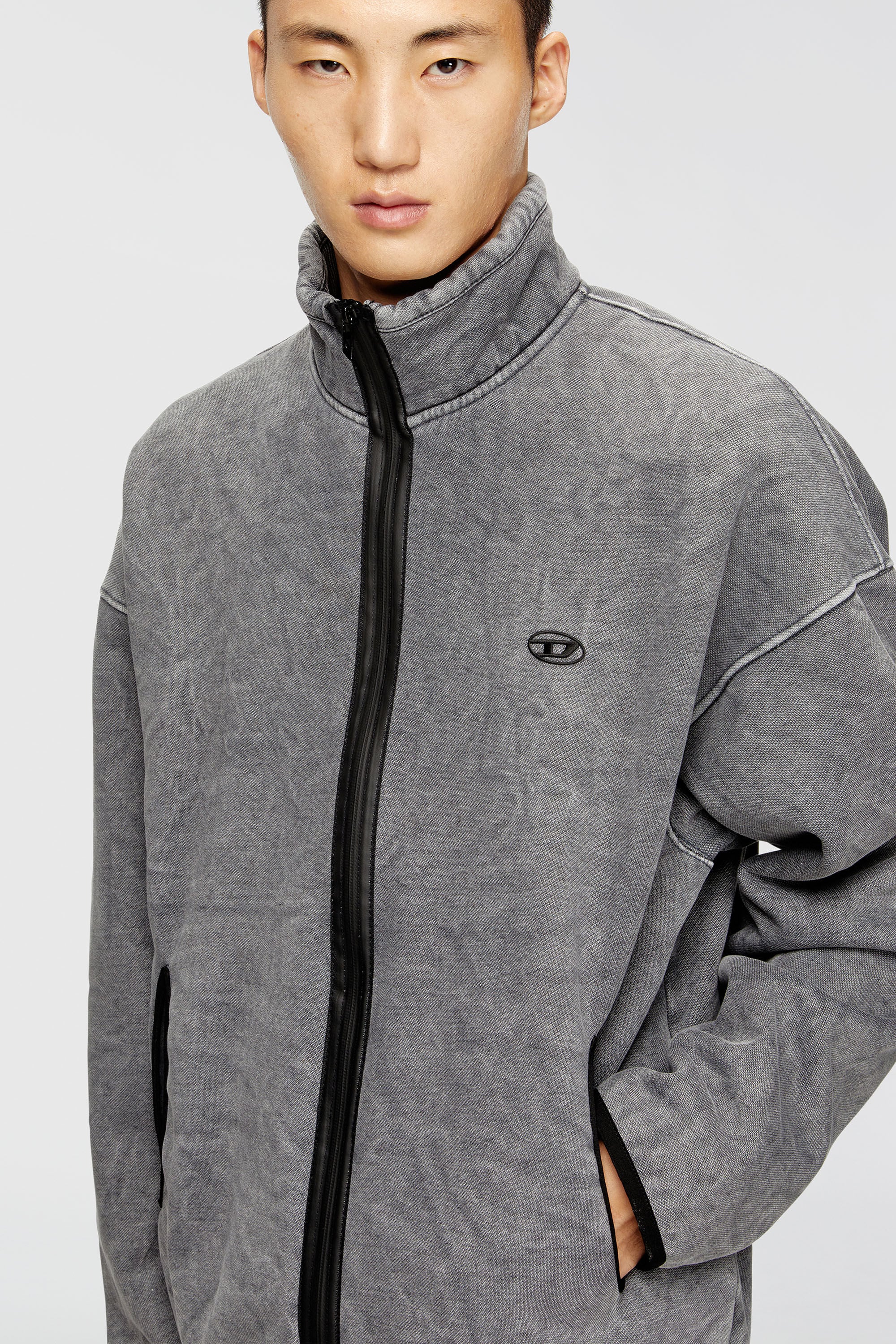 Men's Zip-up sweatshirt with inner lining | Grey | Diesel US