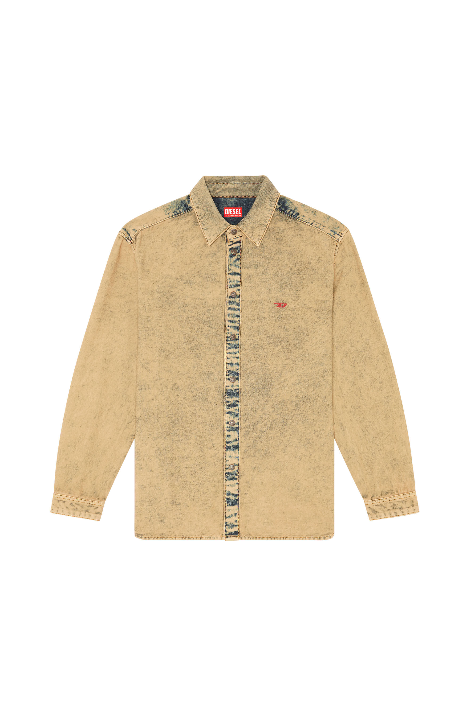 Diesel - D-SIMPLY-OVER, Male's Denim shirt with acid wash in Beige - 2