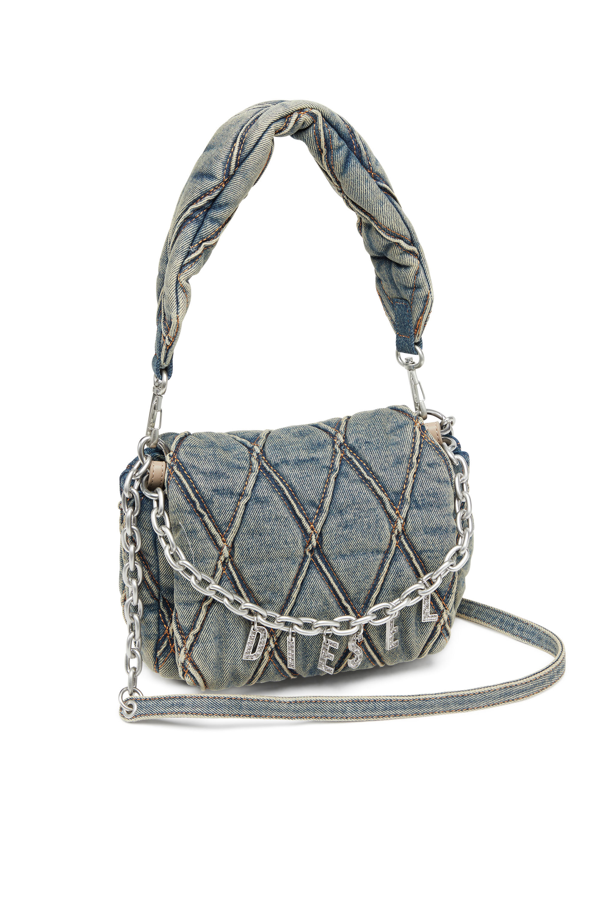 Women's Charm-D S-Small handbag in quilted denim | Blue | Diesel
