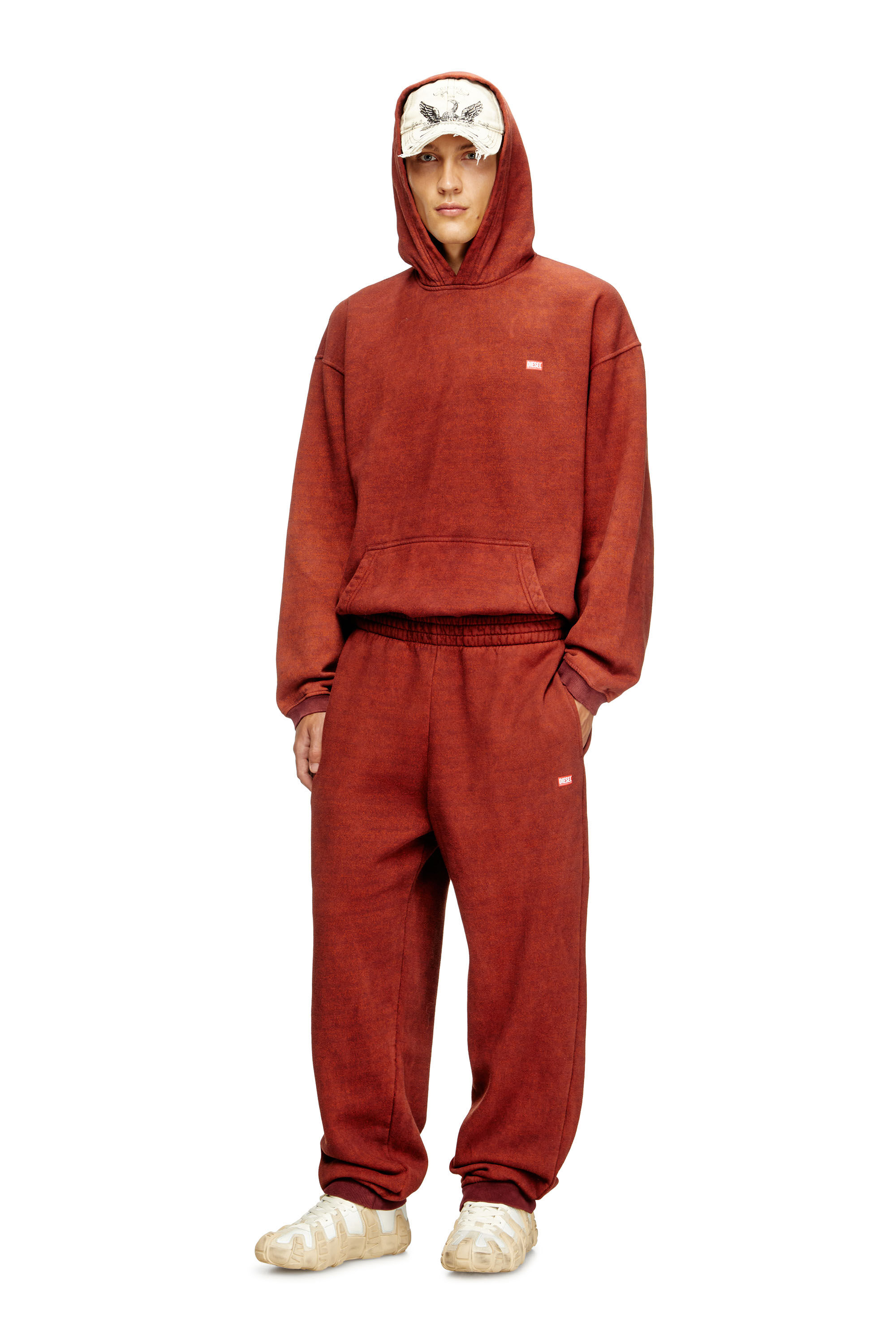 Men's Drawstring pants with ribbed trim | Red | Diesel